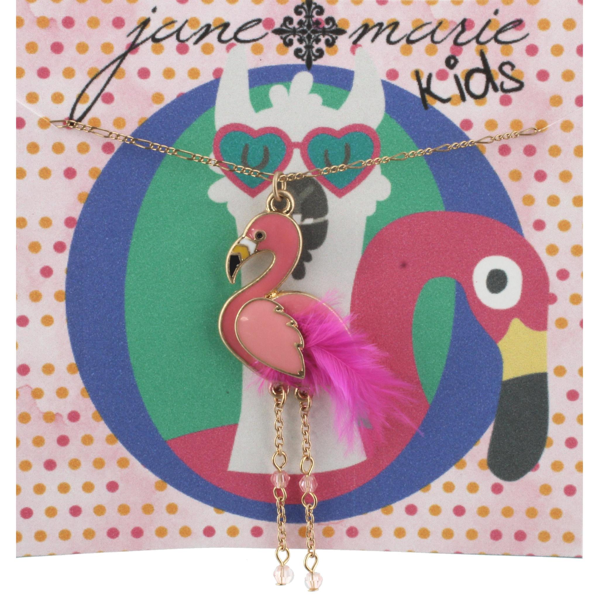 16" Kids Flamingo with Feather Necklace, 3" Ext