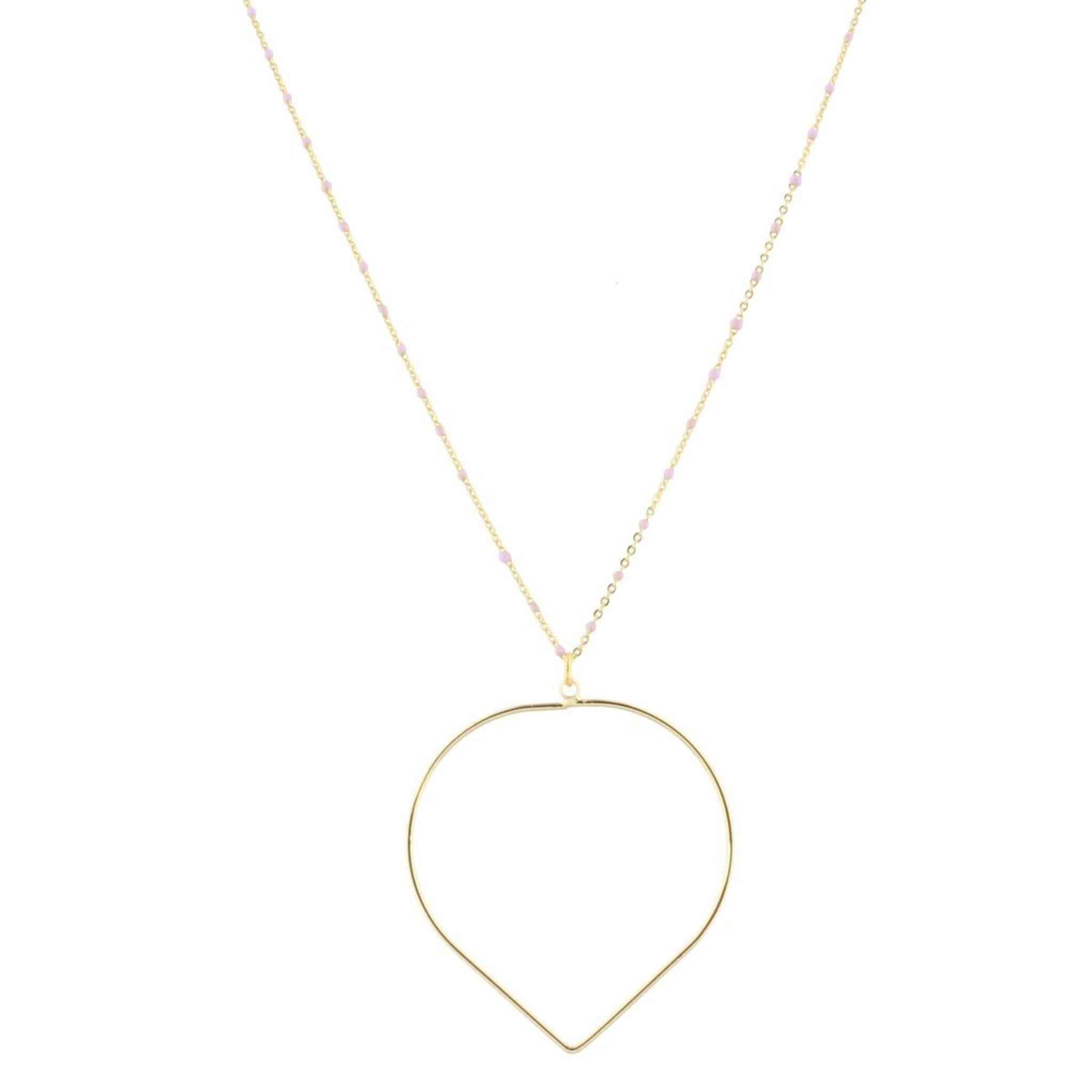 16" Lavender Enamel Chain Necklace with Pointed Circle, 3" Ext