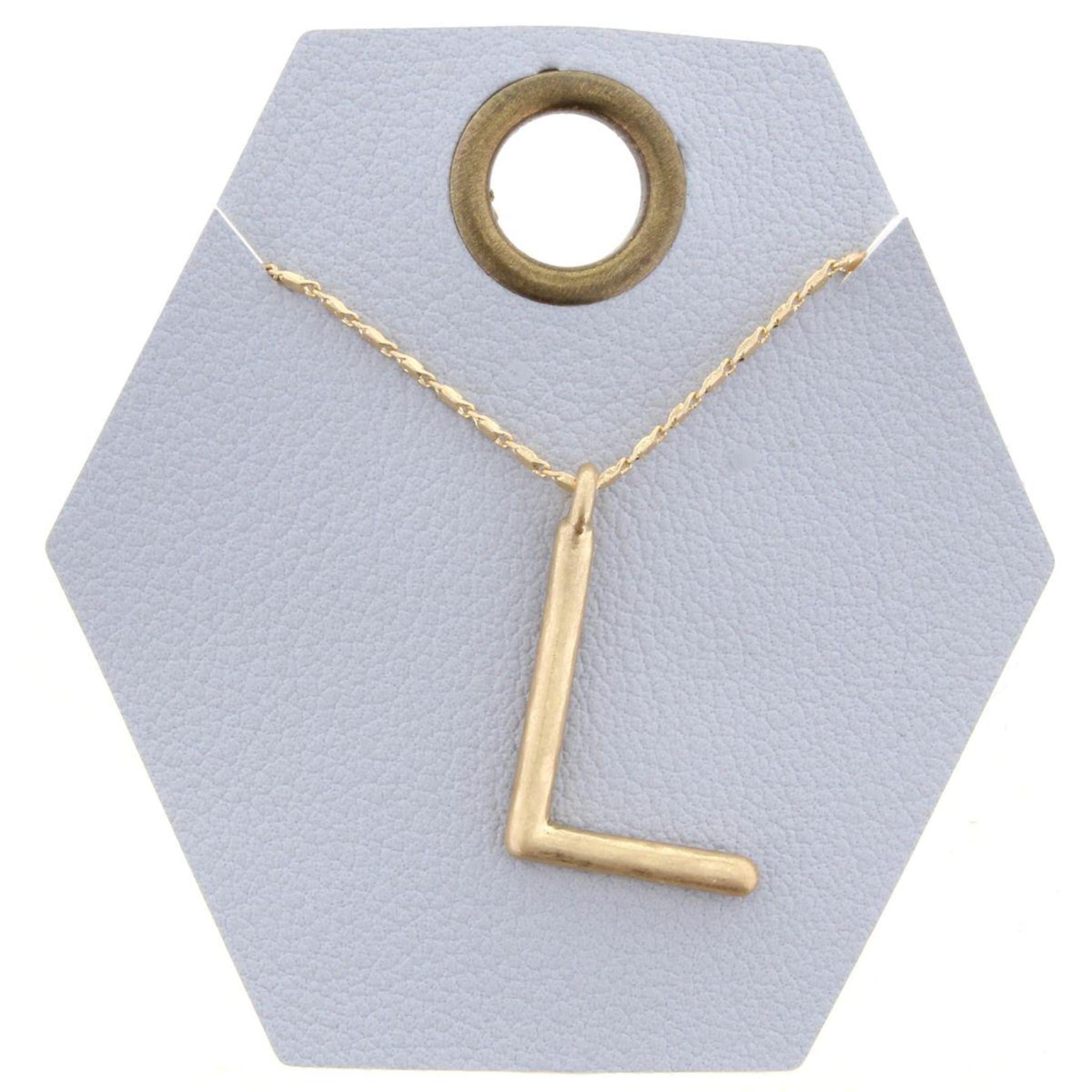 16" Gold Chain Necklace, Initial "L", 3" Ext