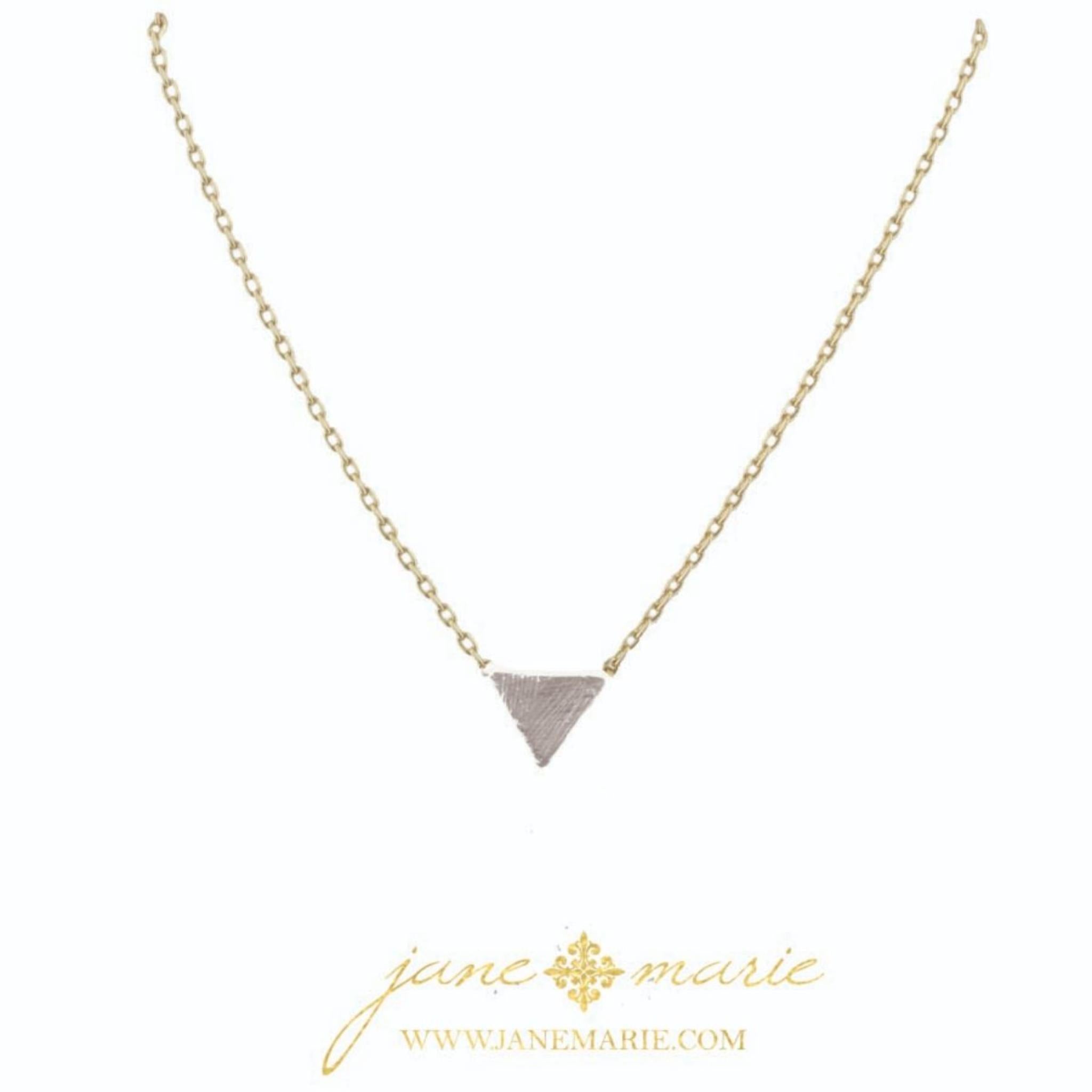 16" Silver Triangle, Gold Chain Necklace, 3" Ext