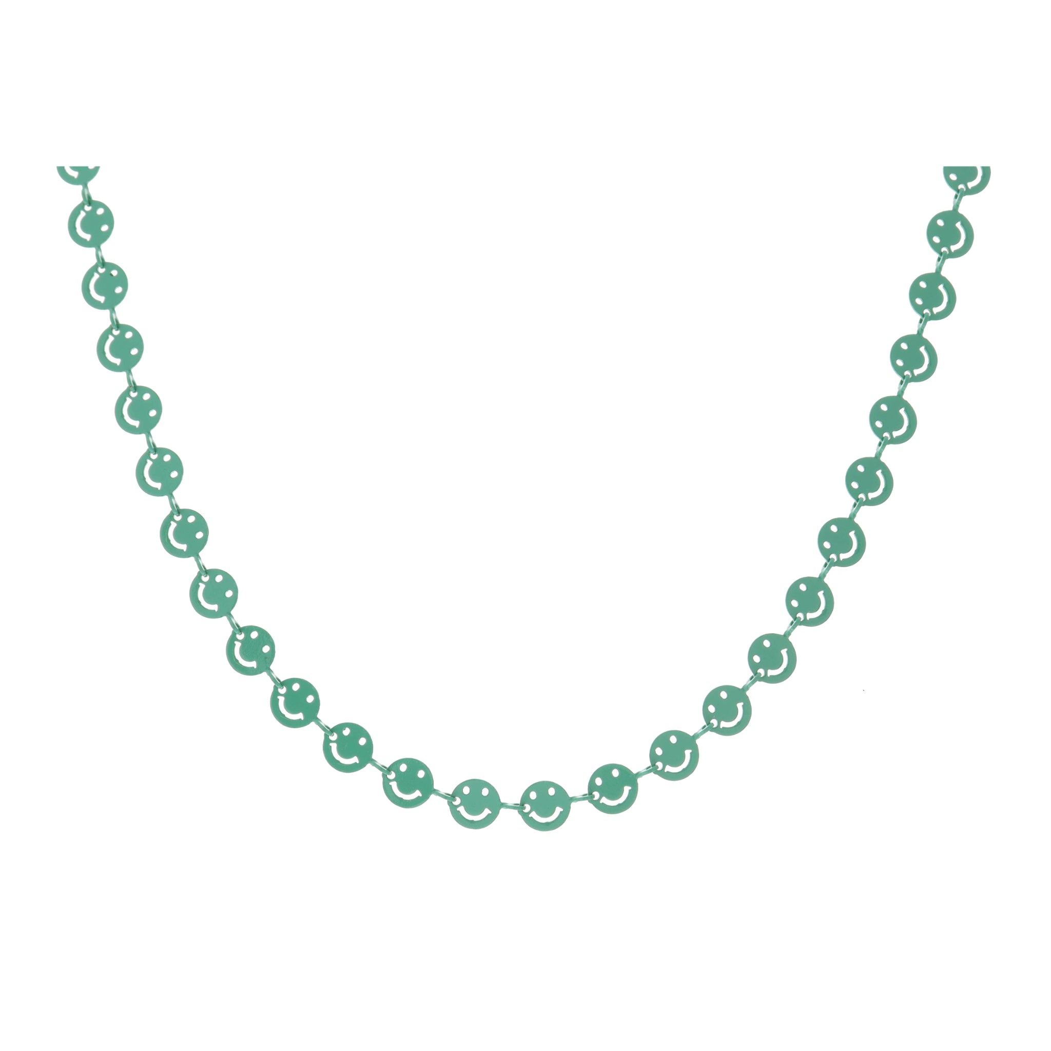 Kids 14" Teal Metal Happy Faces Necklace, 3" Ext