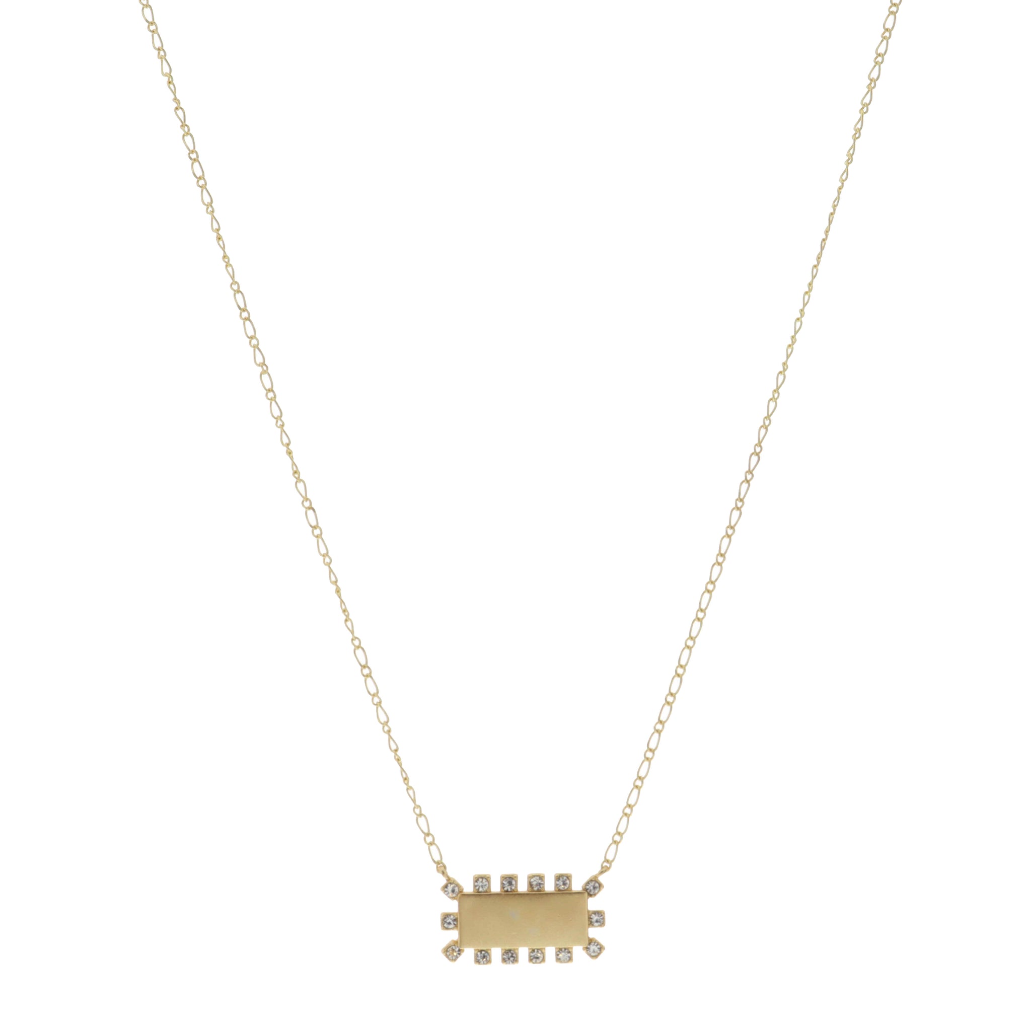 16" Rectangle with Crystal Accents Necklace, 3" Ext