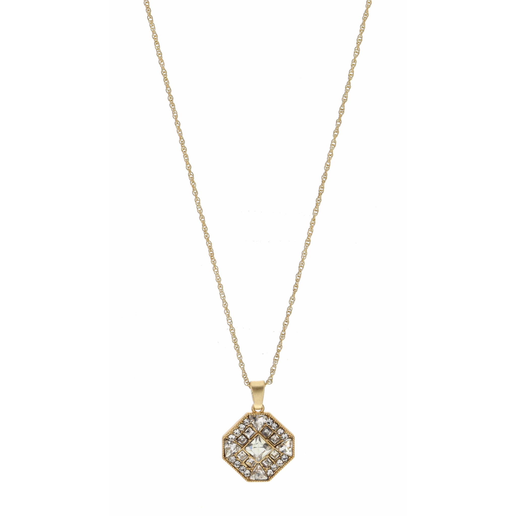 16-27" Adjustable Clear Crystal Octagon Necklace