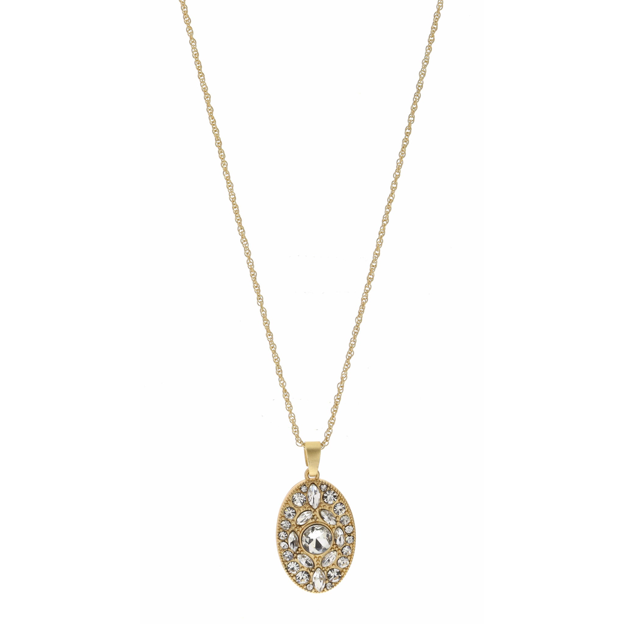 16-27" Adjustable Clear Crystal Oval Necklace