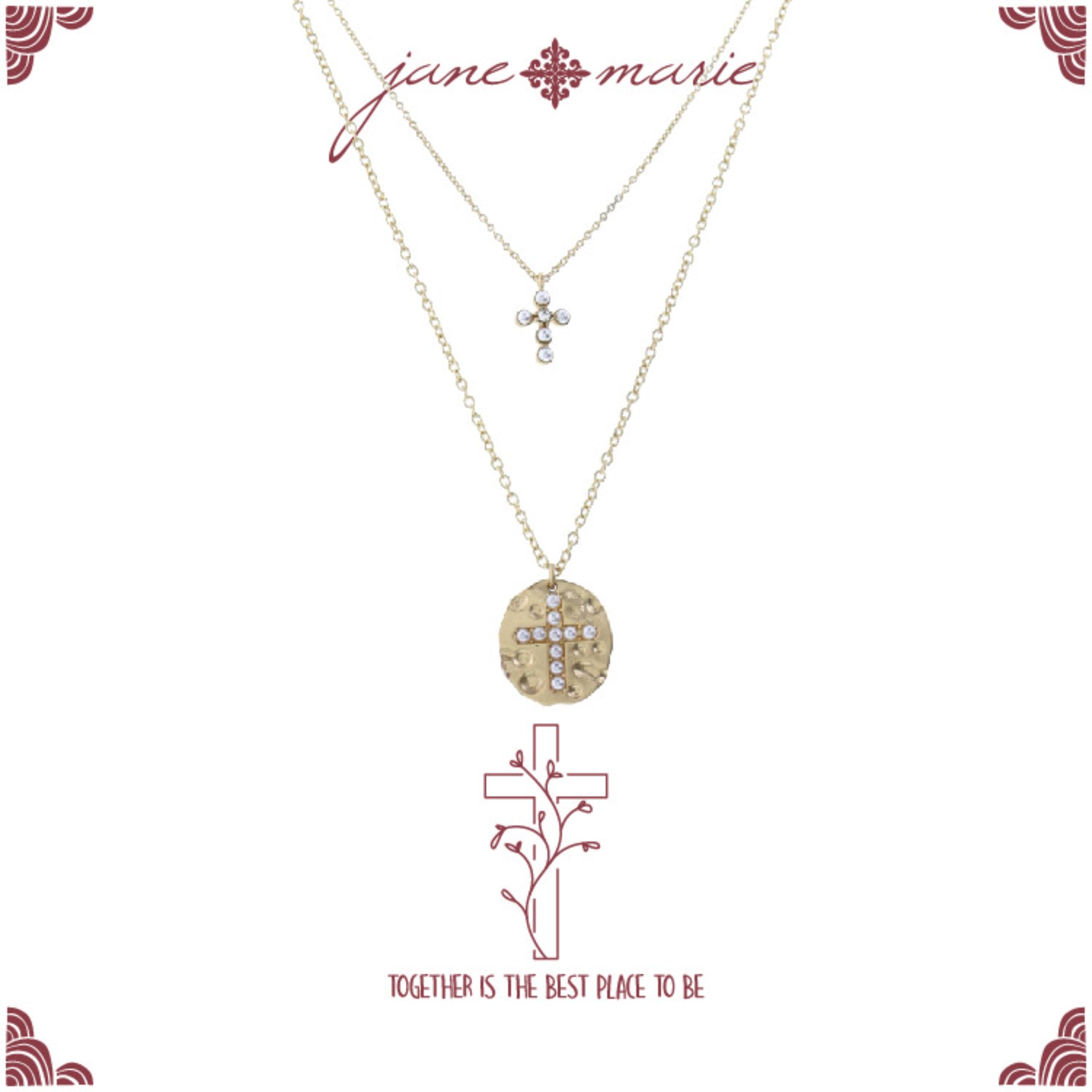Kids 14", 16" Mom + Daughter Set, Pearl Crosses Necklace, 3" Ext