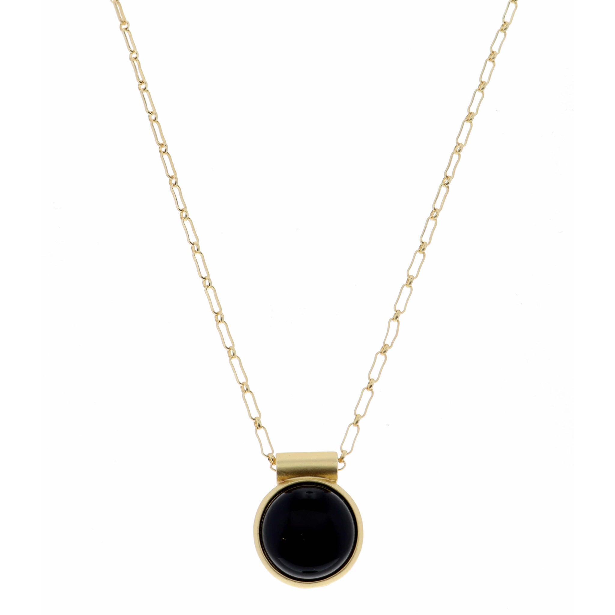 18" Encased Round Jet Necklace, 2" Ext