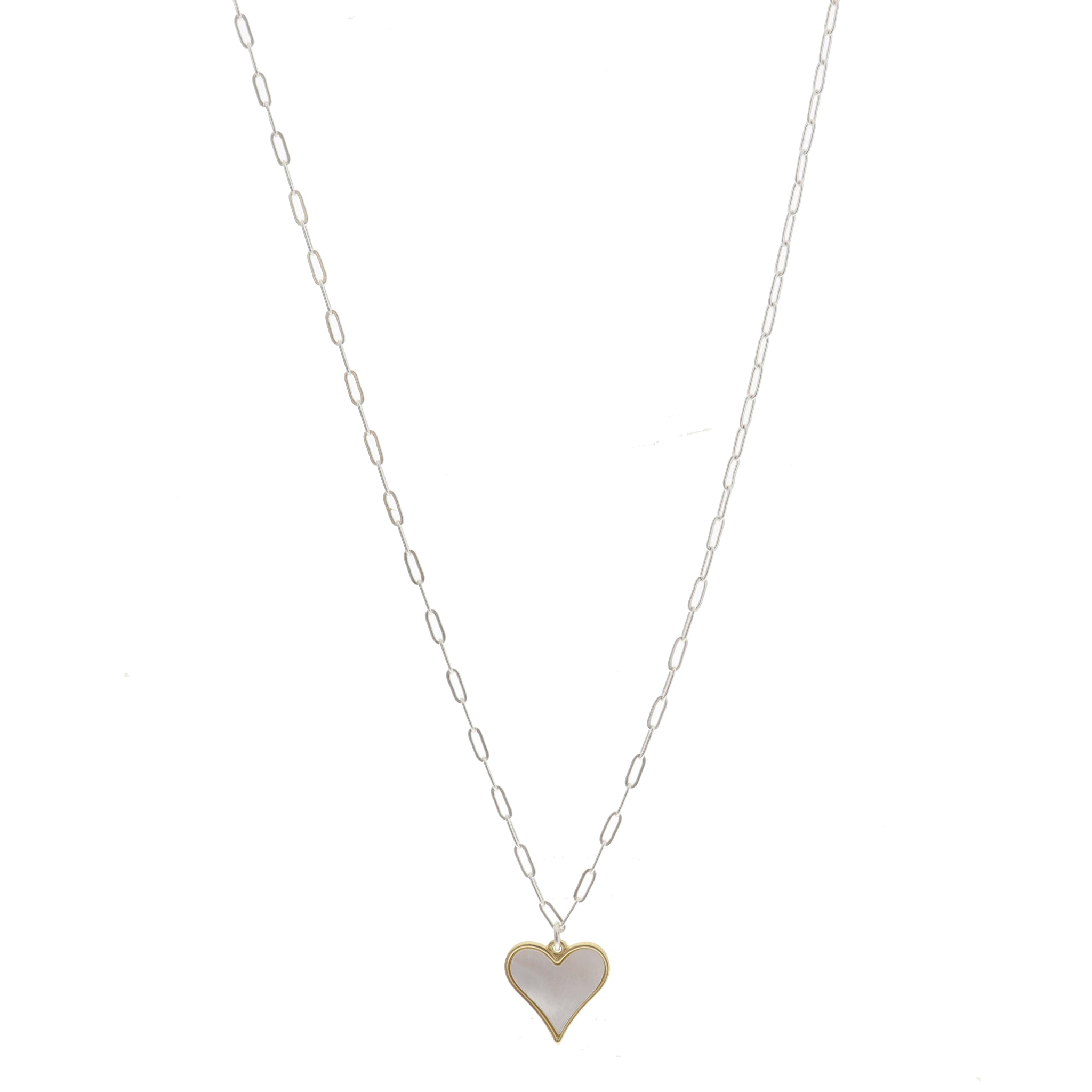 Gold Cased White Shell Heart Necklace