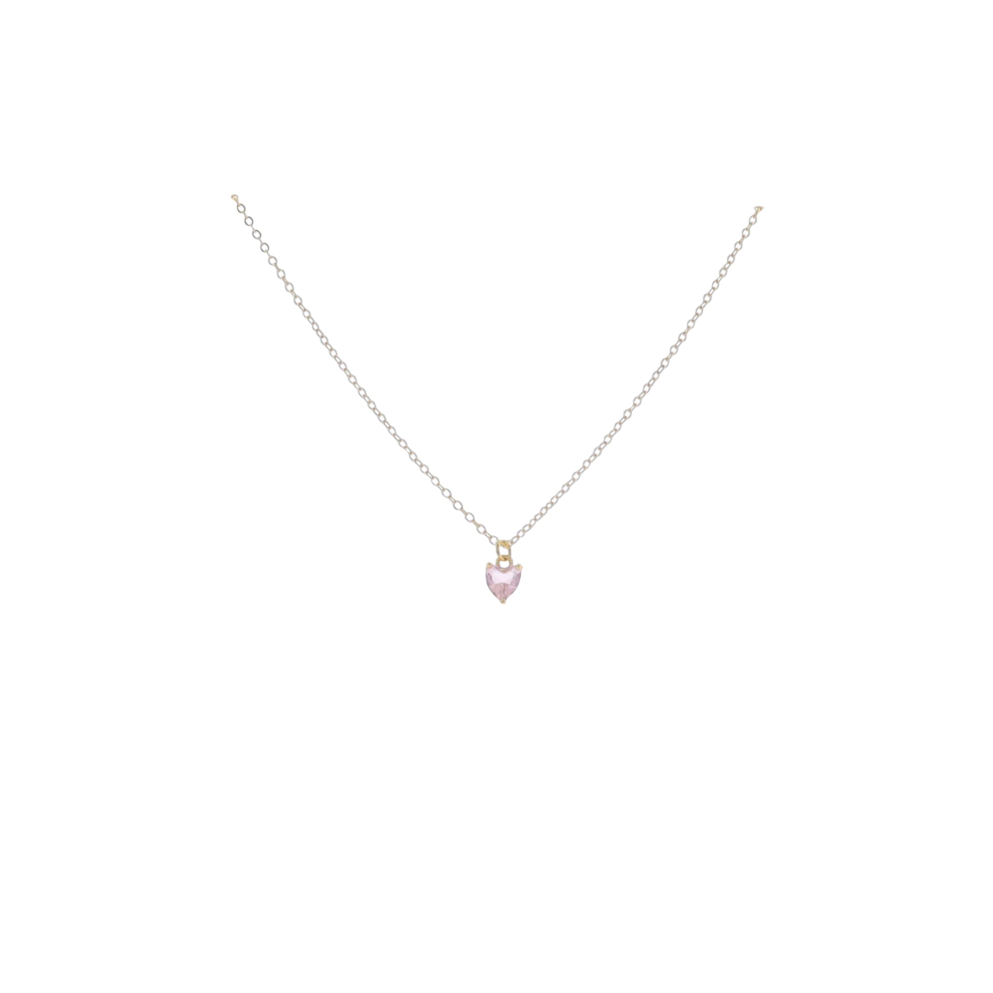 Kids 16" 18K Gold Plated Cable ChainNecklace with "October" Heart Pendant