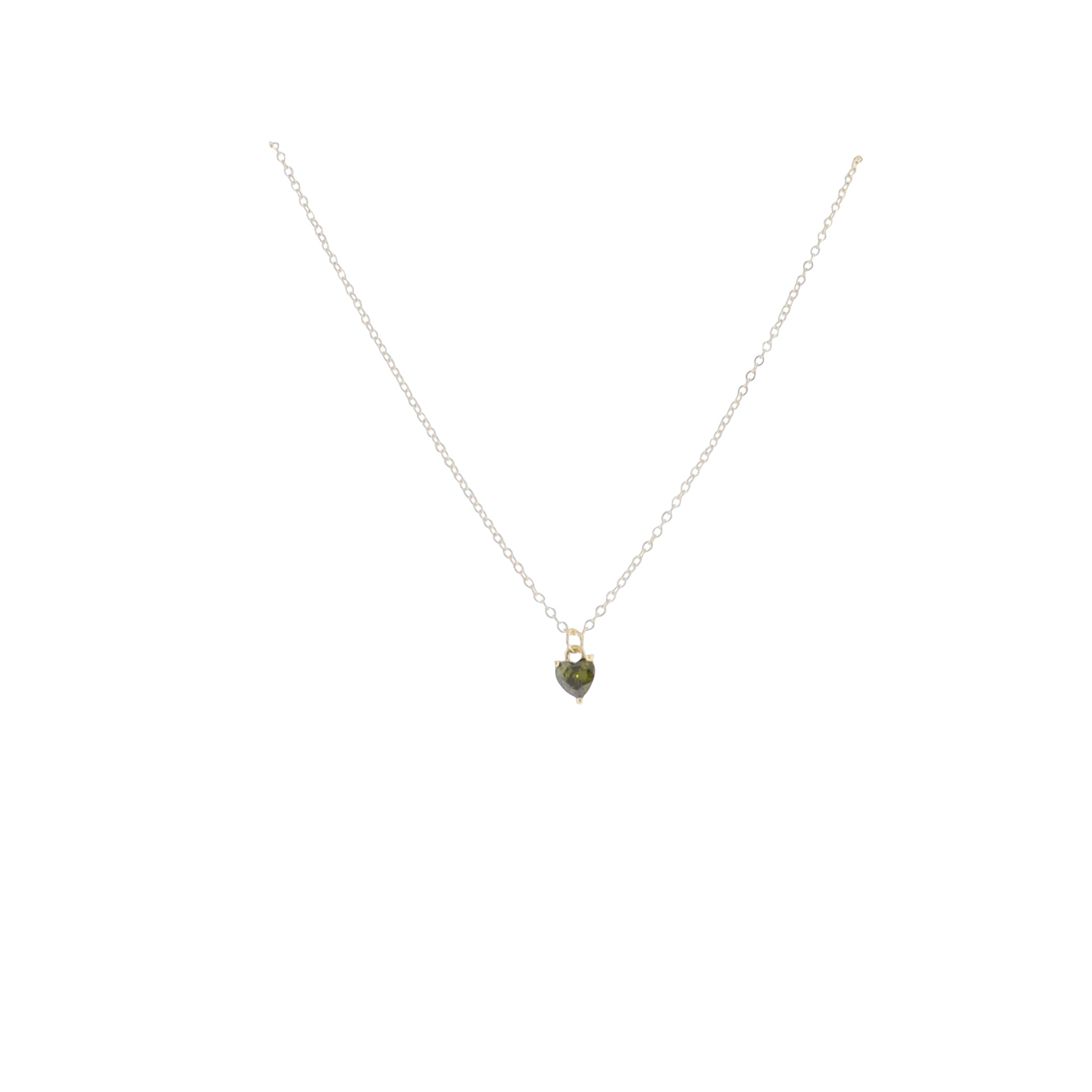 Kids 16" 18K Gold Plated Cable ChainNecklace with "August" Heart Pendant