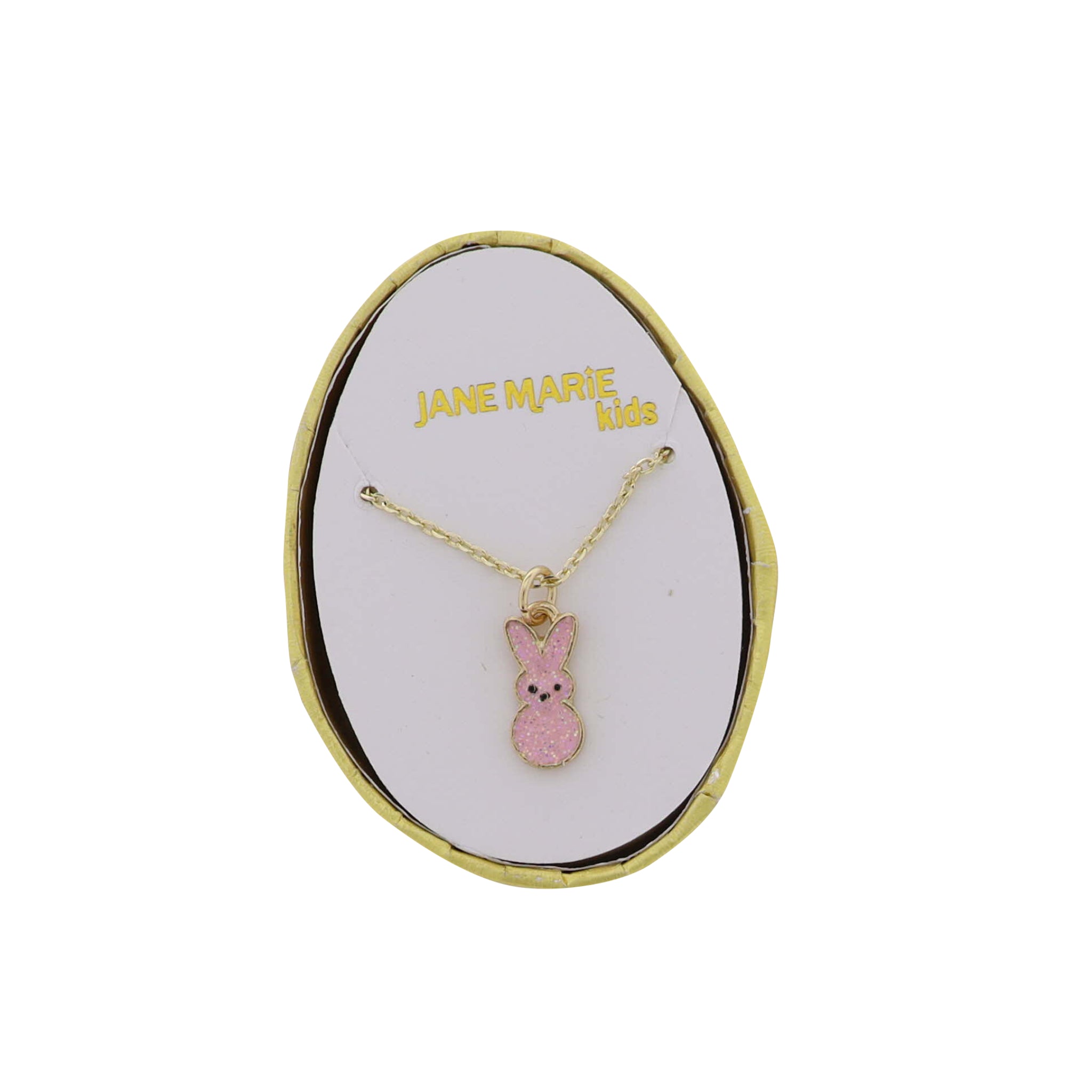 Kids Pink Bunny on Gold Cable Chain Necklace