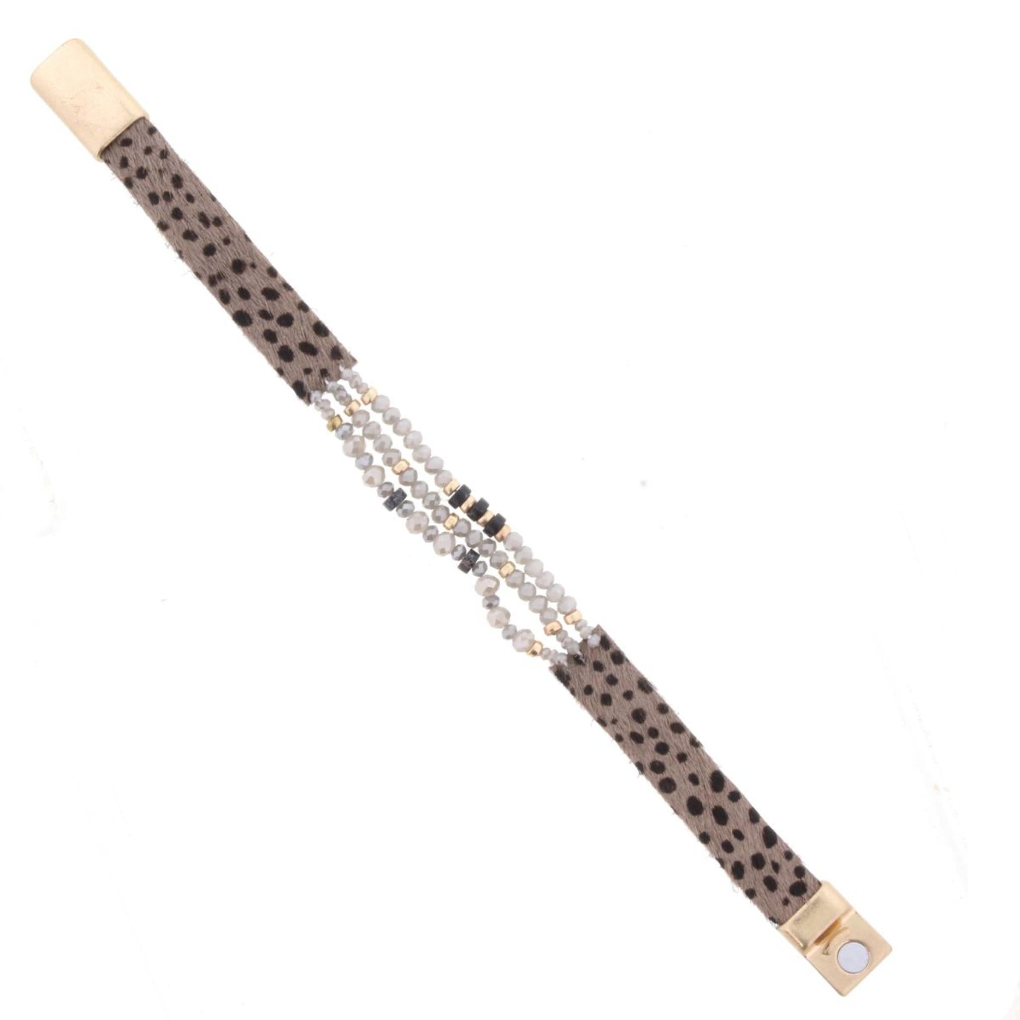 Grey Cheetah Multi Strand Grey Magnetic Bracelet