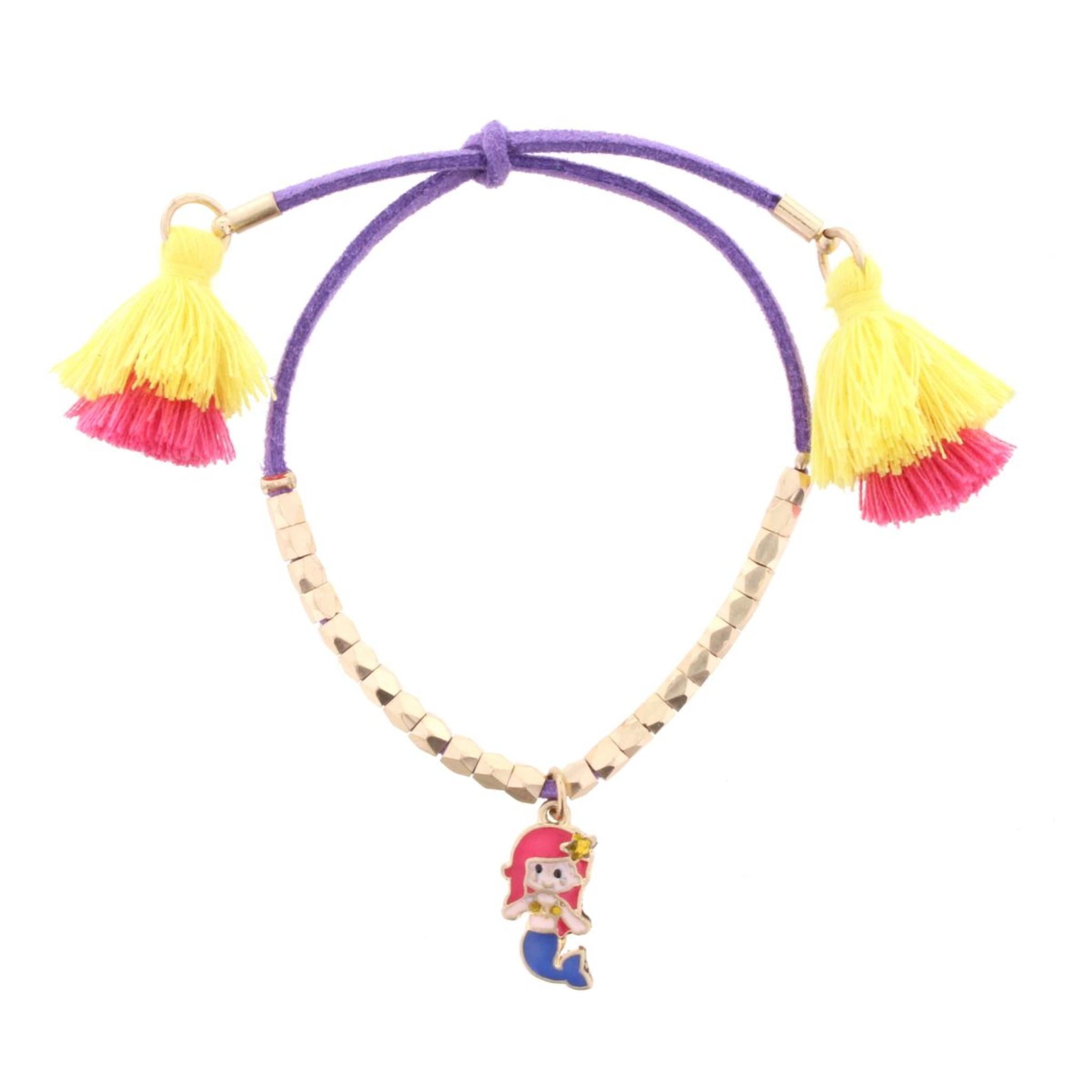 Adj. Purple Suede with Tassels & Mermaid Bracelet