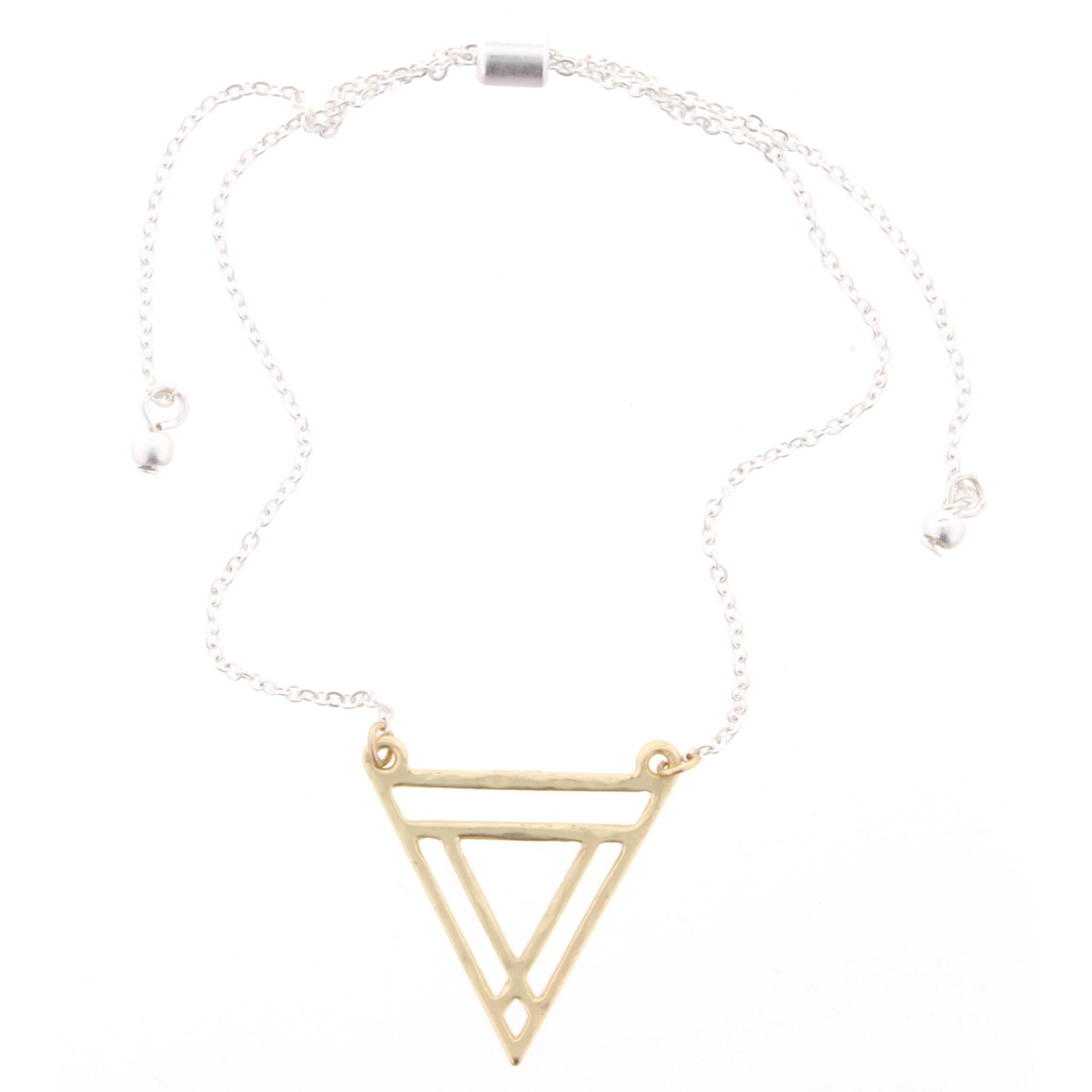 Adjustable Silver Chain Bracelet with Gold Open Triangle Cluster