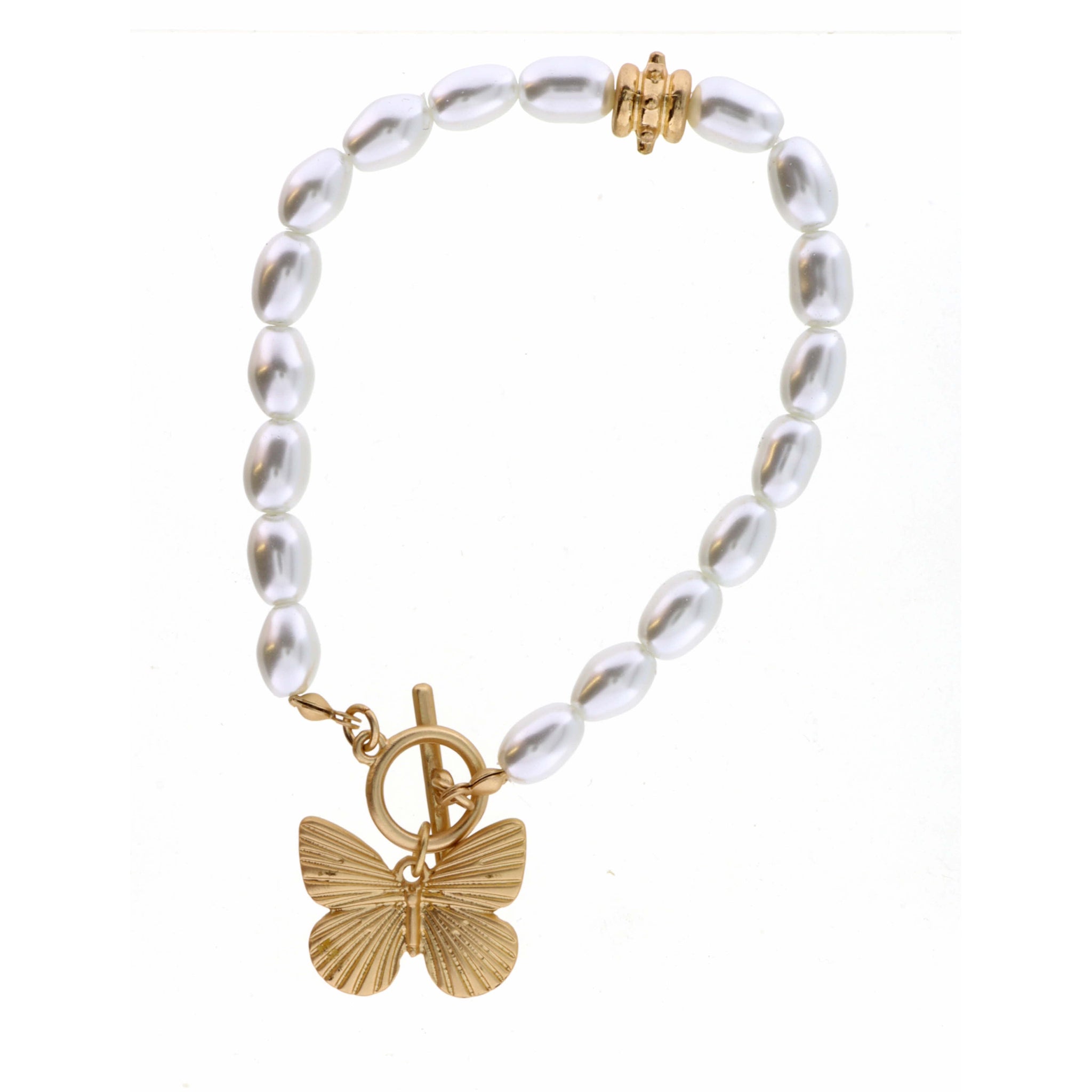 Gold Butterfly on Pearl Bracelet