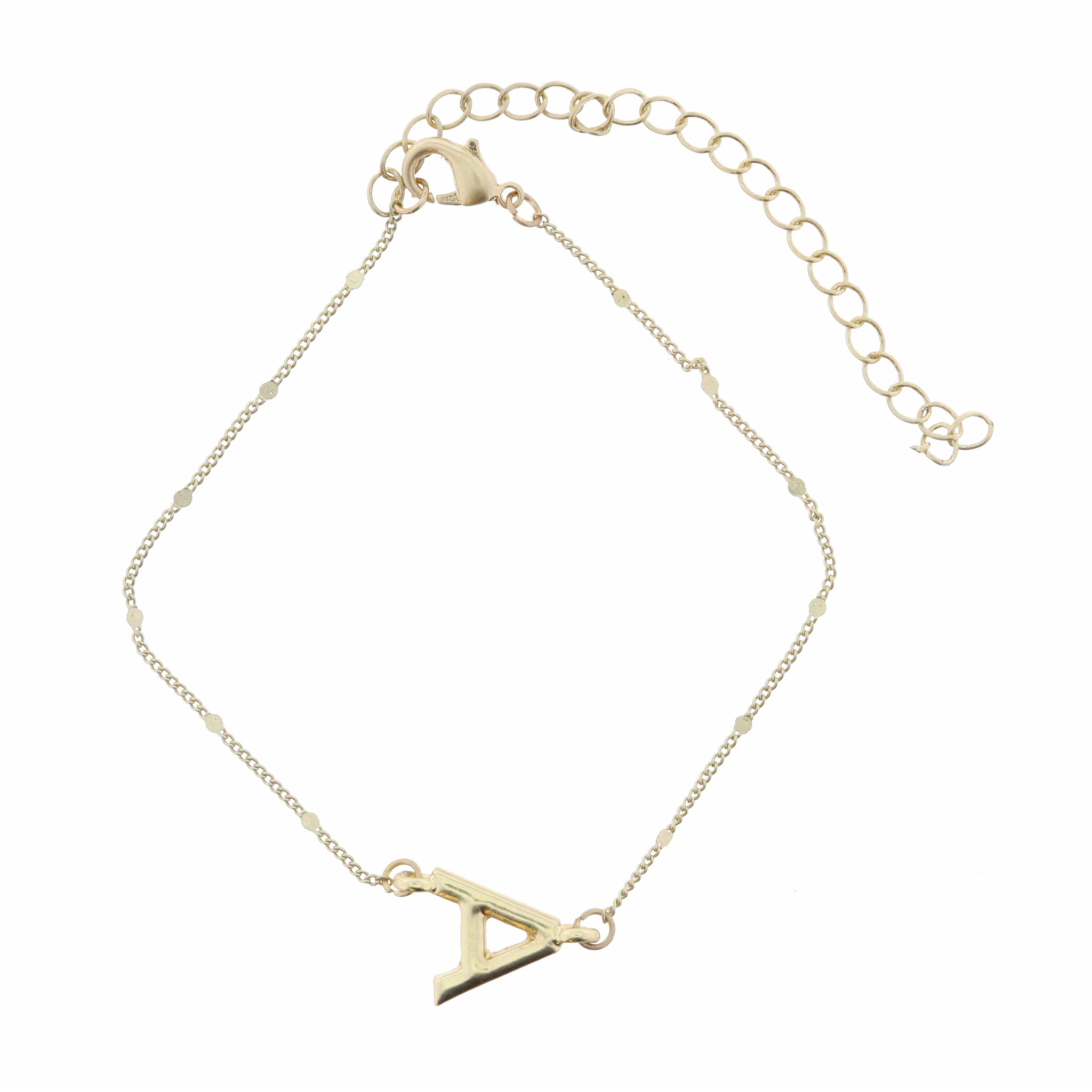Block "A" Initial on Disc Chain Bracelet