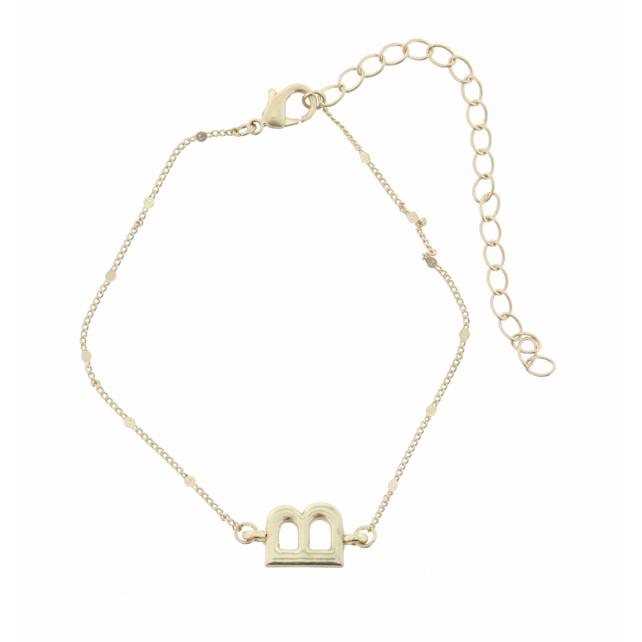 Block "B" Initial on Disc Chain Bracelet