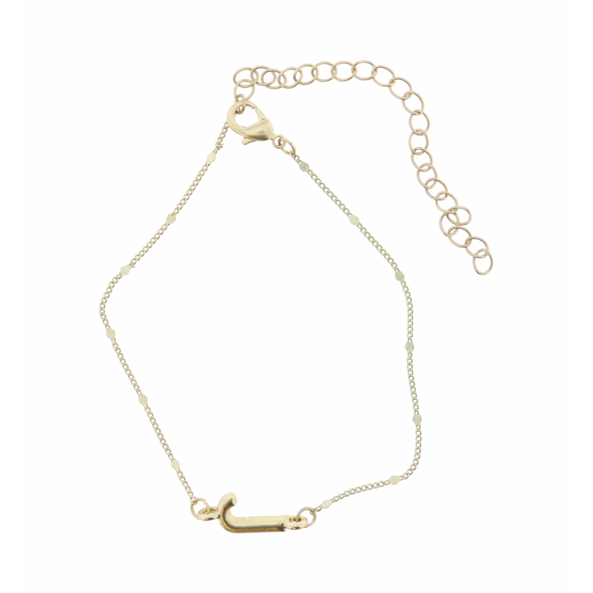 Block "J" Initial on Disc Chain Bracelet