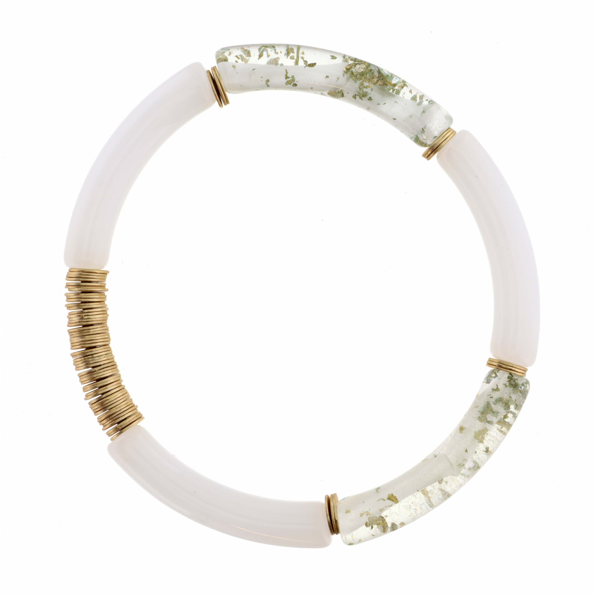 Thin, Opal and Gold Acrylic Bracelet