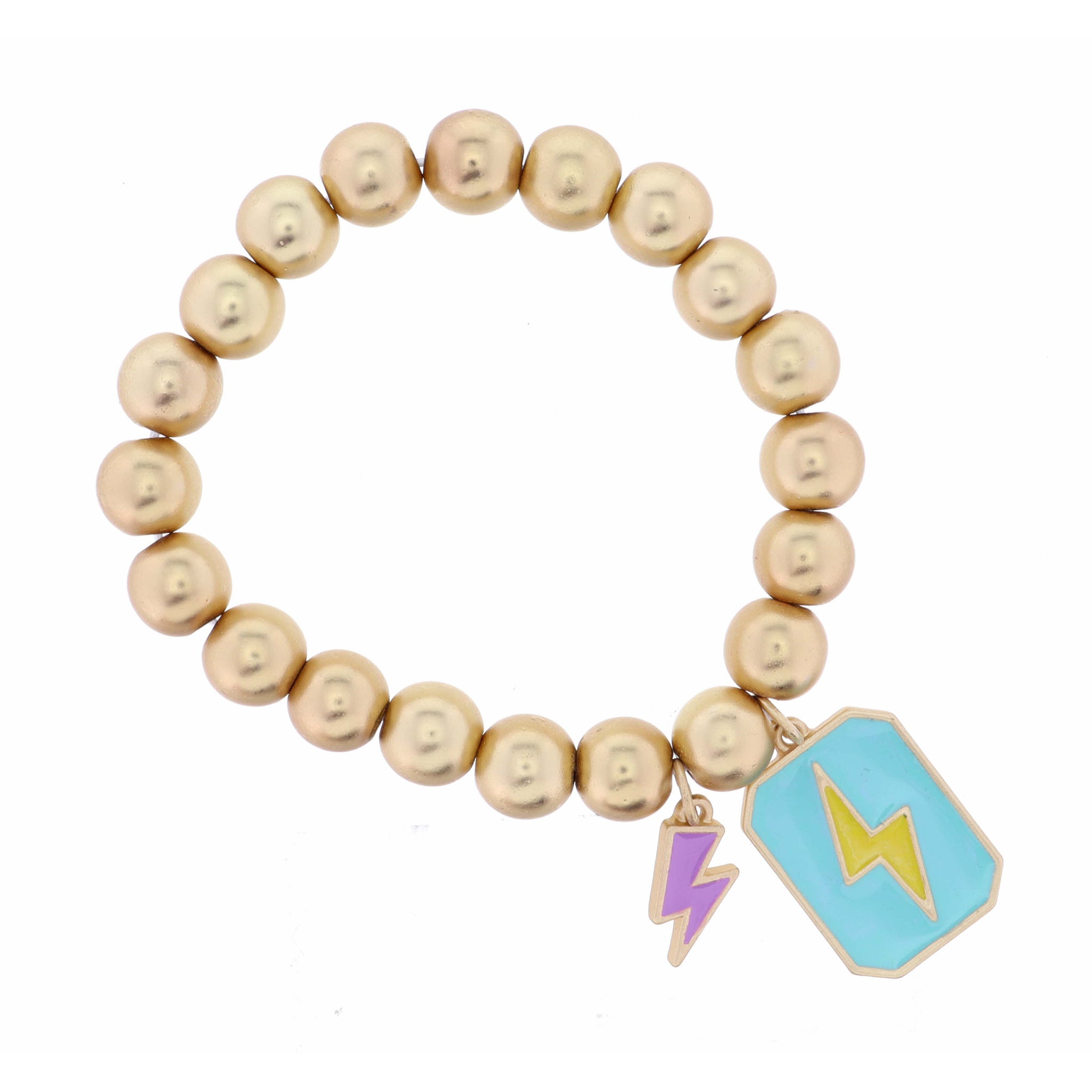 Kids Lightning Bolt on Turquoise with Lavender Lightning Bolt Bracelet