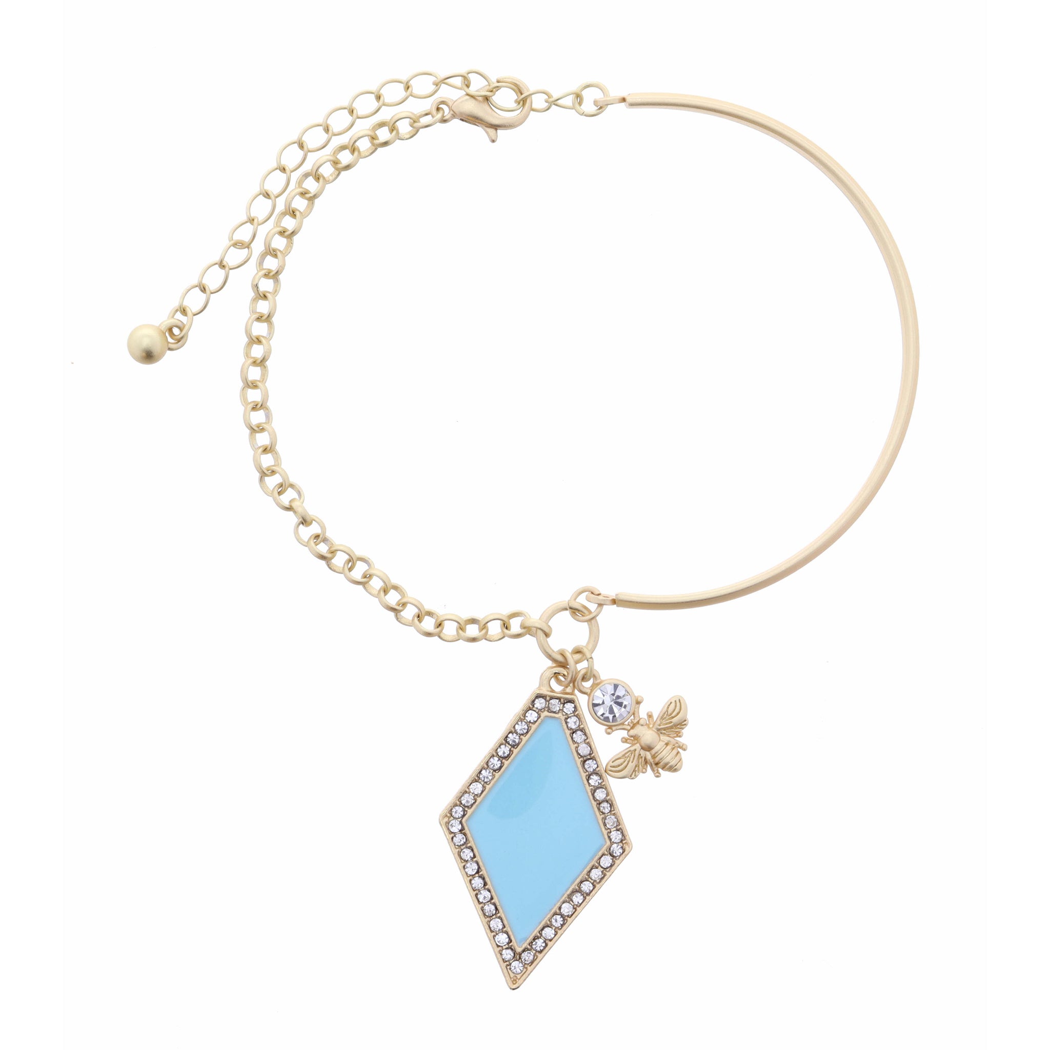 Blue Diamond & Bee Bracelet, 2" Ext.