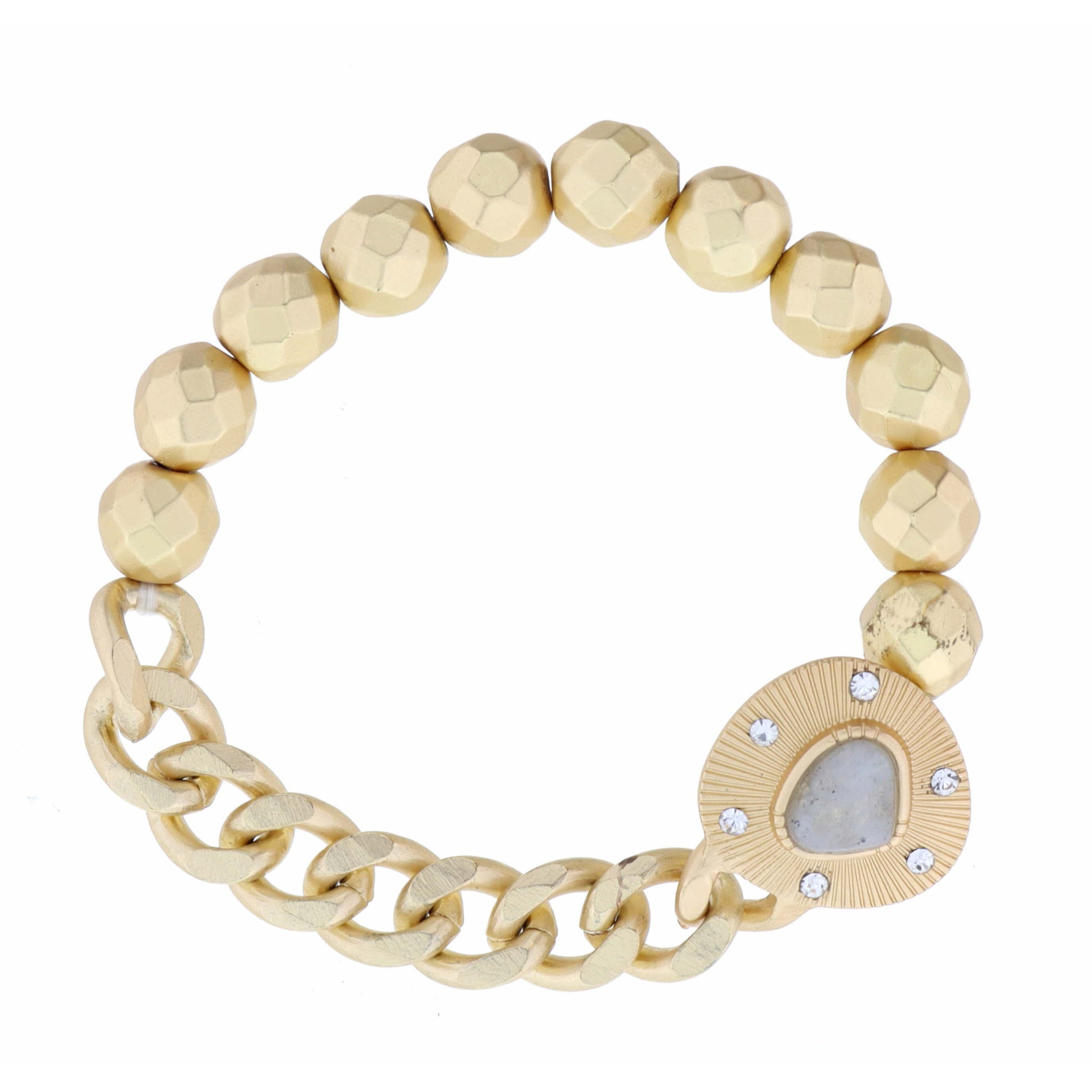 Abstract Disc with Rounded Triangle Labradorite Bracelet