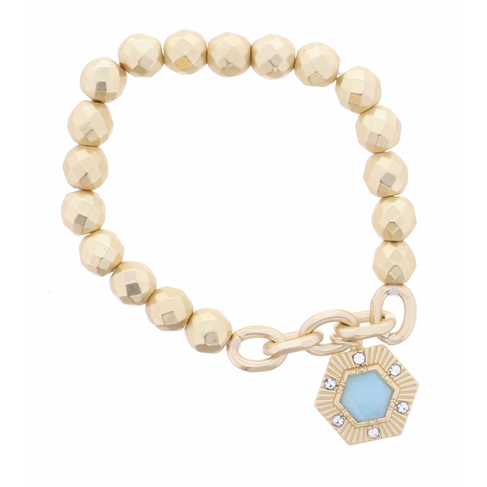 Hexagon with Center Amazonite Hexagon Bracelet
