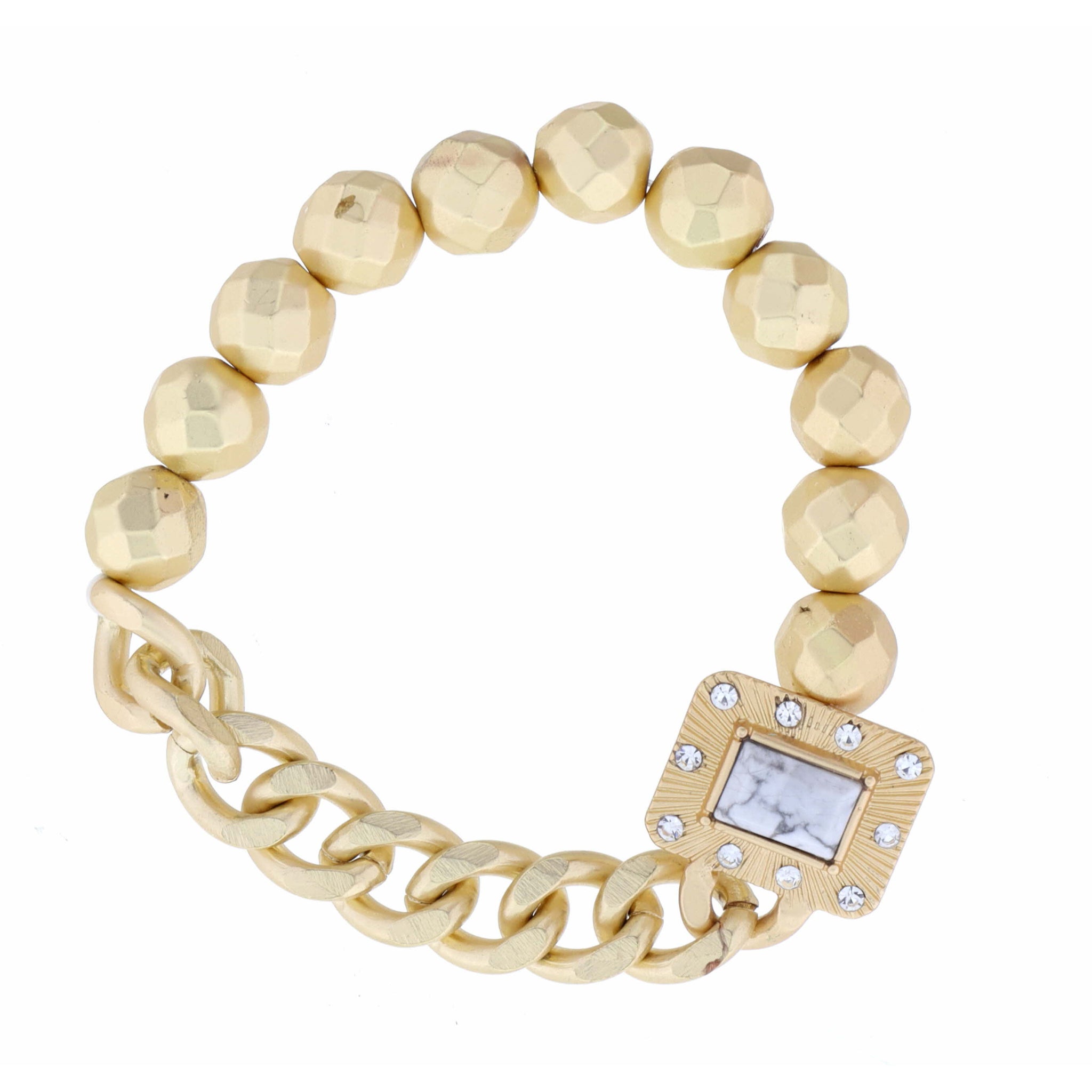 Rounded Rectange with Center Howlite Rectangle Bracelet