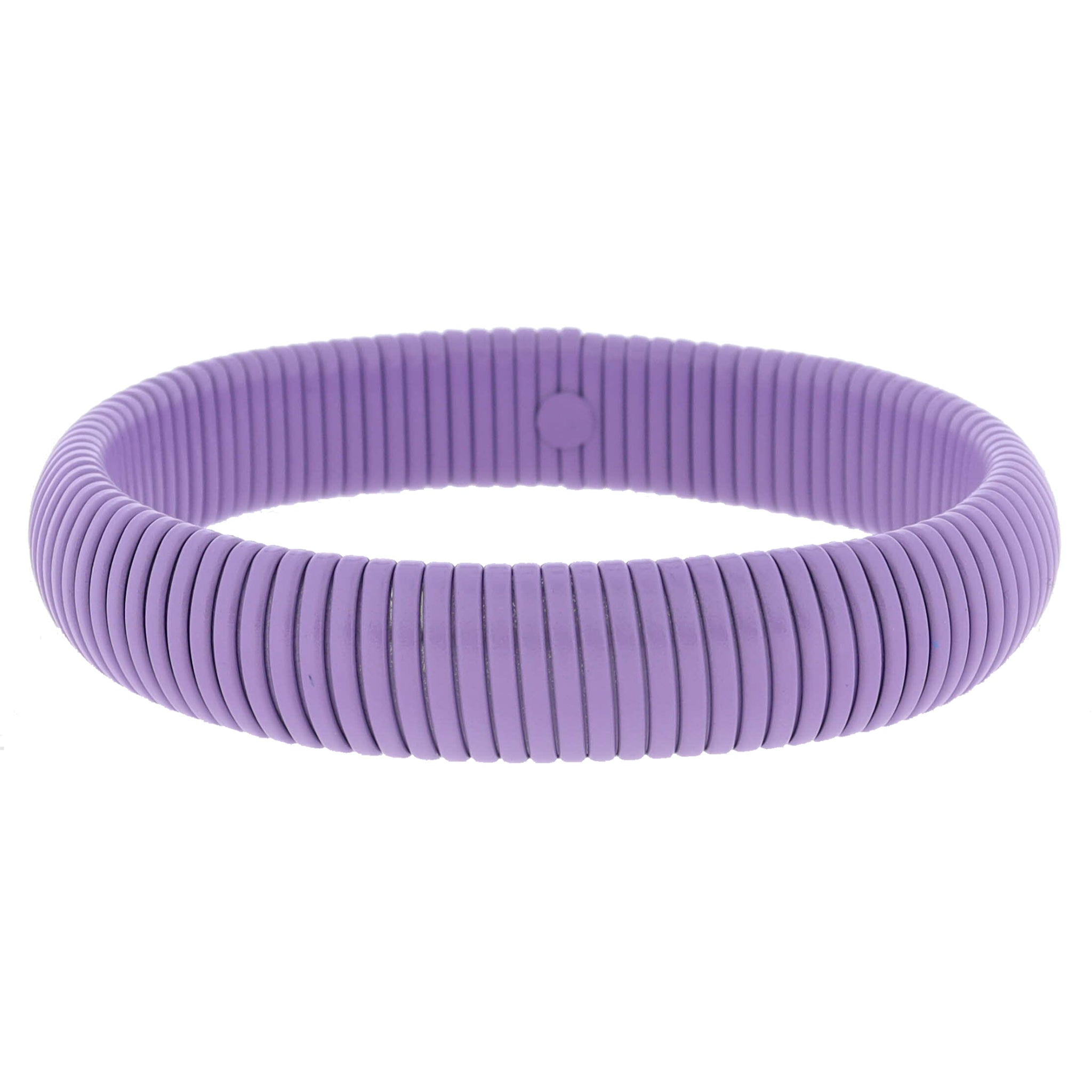 Chunky Lavender Enamel Stretchy Bangle Bracelet, 8" Around