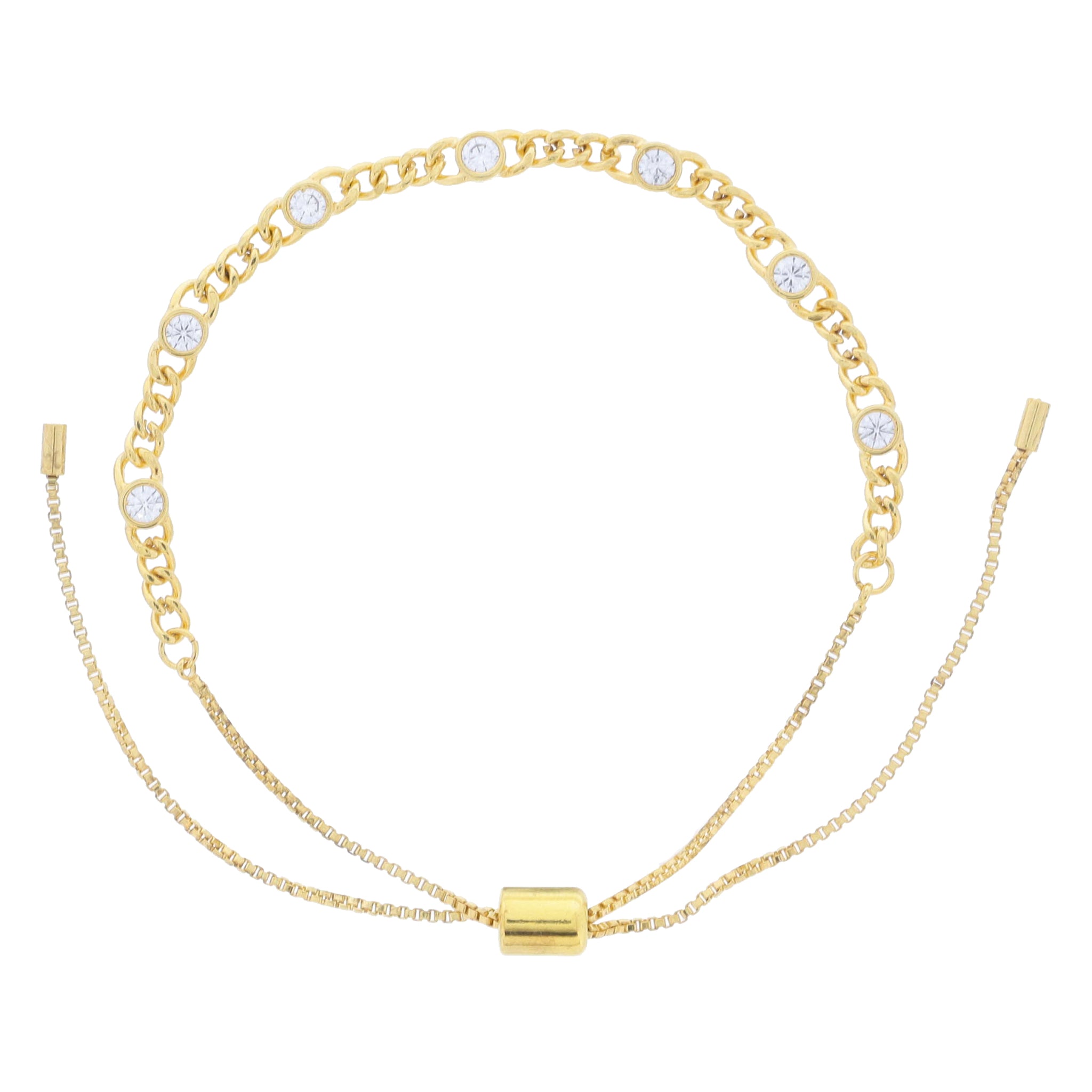 18K Gold Plated Crystals on Curb Chan Bracelet