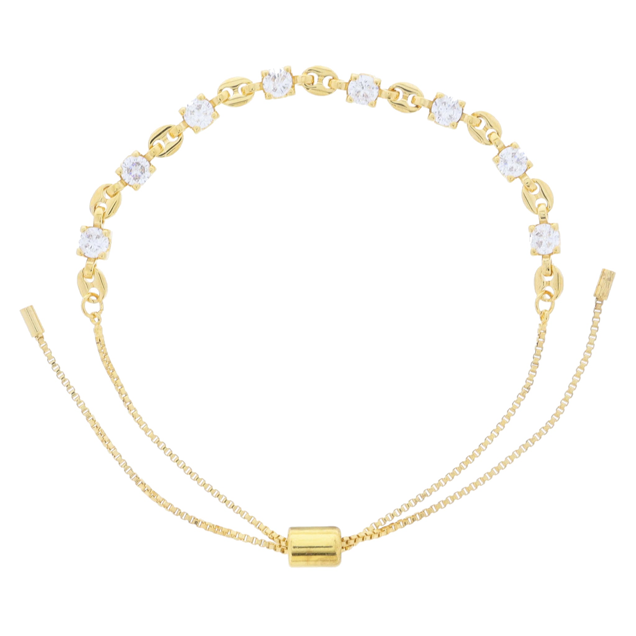 18K Gold Plated Alternating Crystals and Gucci Links Bracelet
