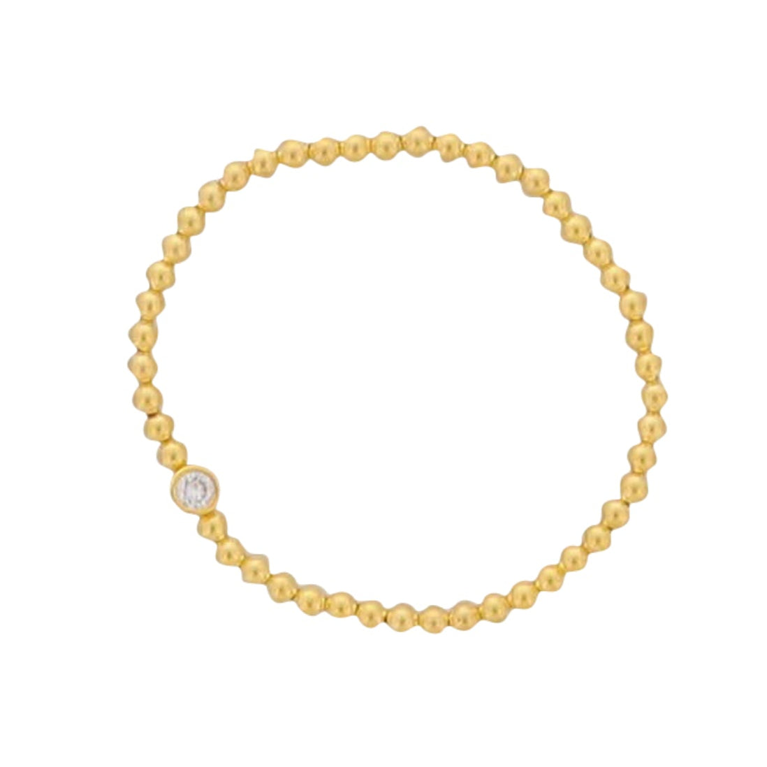 18K Gold Plated Beaded Stretch Bracelet with Clear Crystal Encased