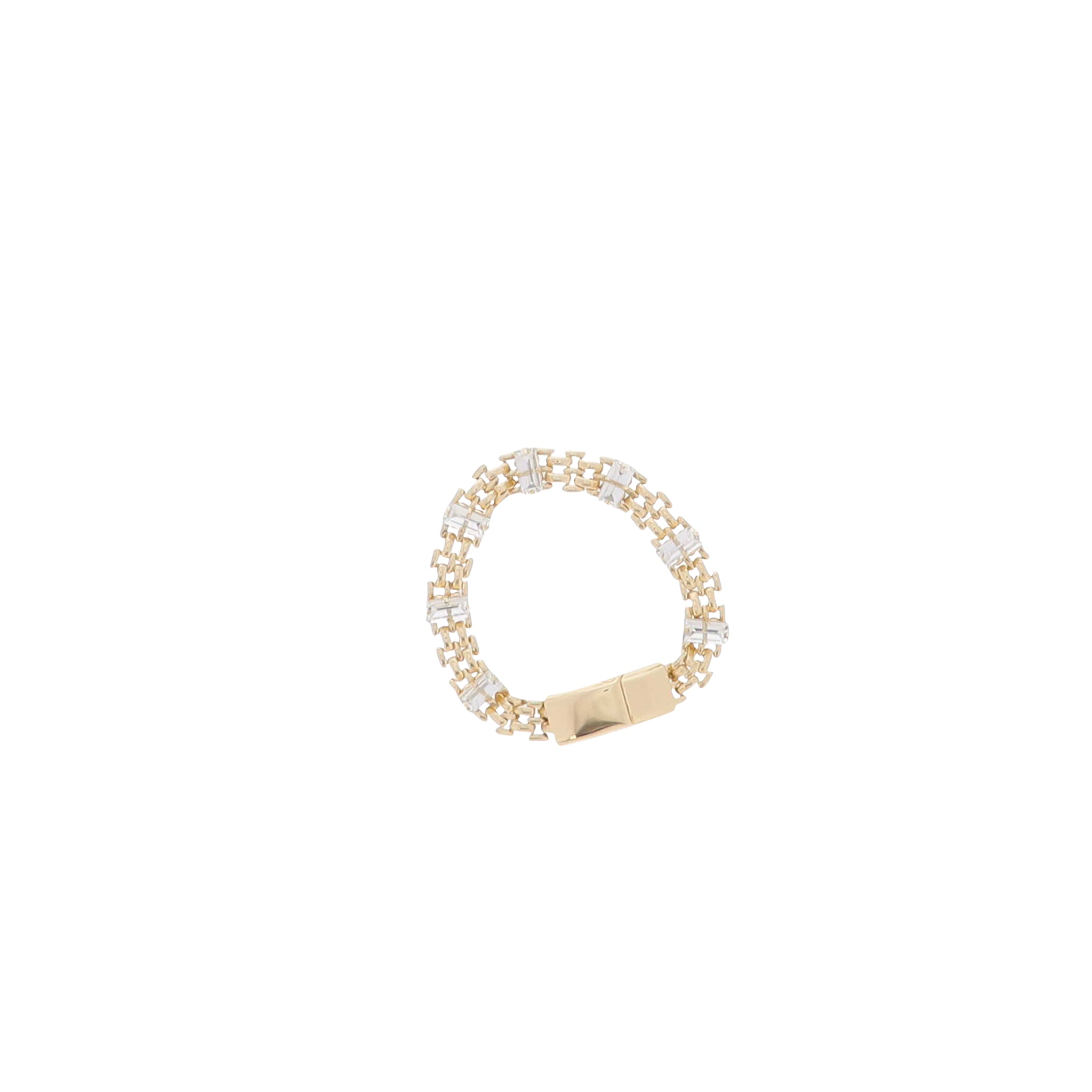 Gold Bismark Chain Braceletwith Clear Crystal Rectangles, Magnetic Closure
