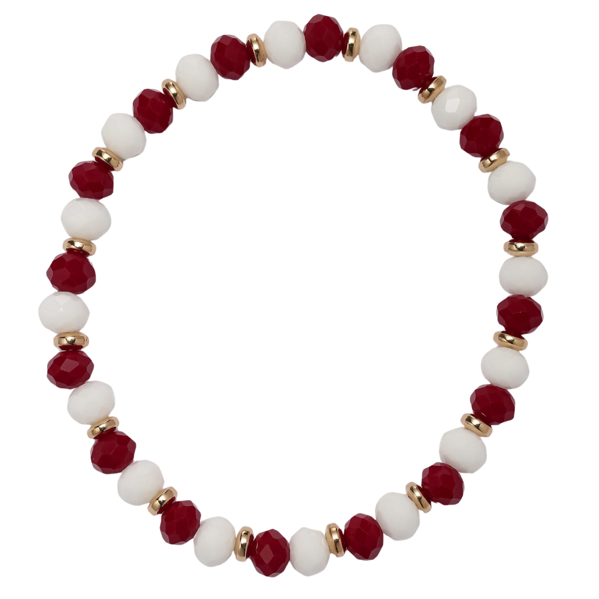 Maroon, Gold Faceted Beaded Bracelet