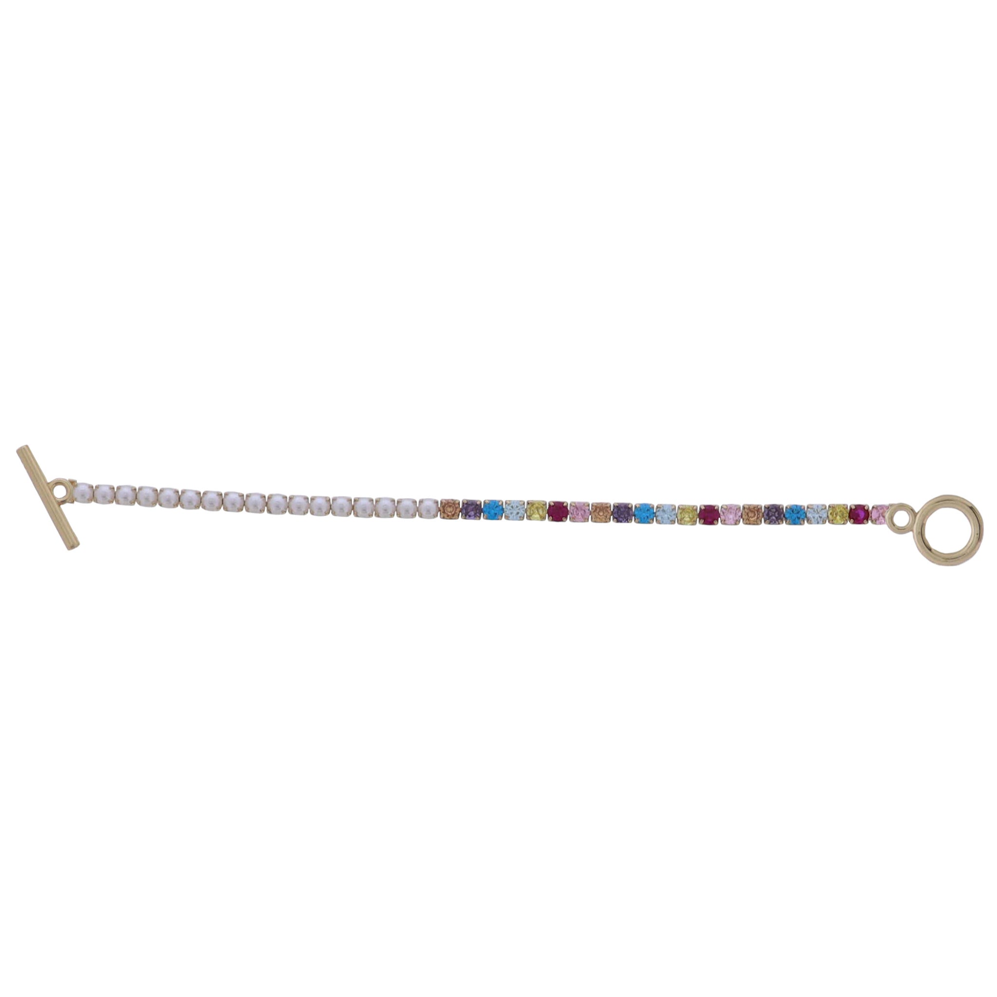 Pearl, Multi Crystal Chain Bracelet