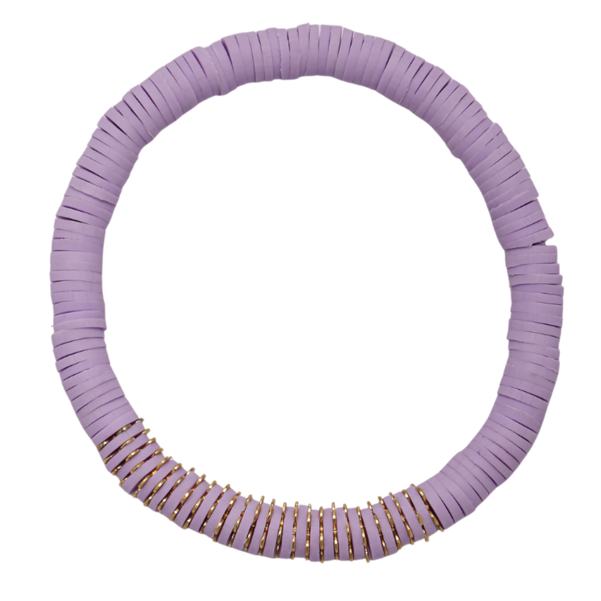 Kids Lavender Rubber Disk Beaded Bracelet with Gold Spacers