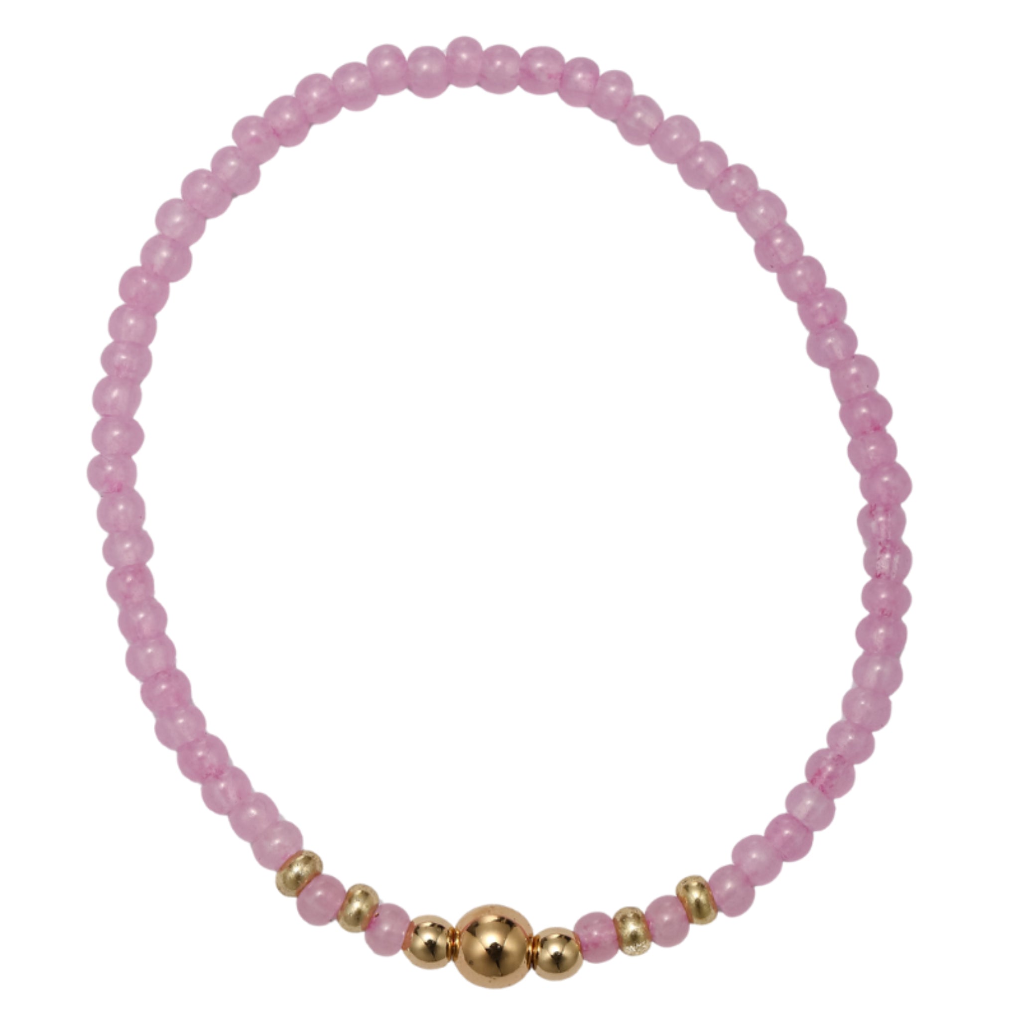 Kids Lavender Seed Bead Beaded Bracelet with Gold Beads