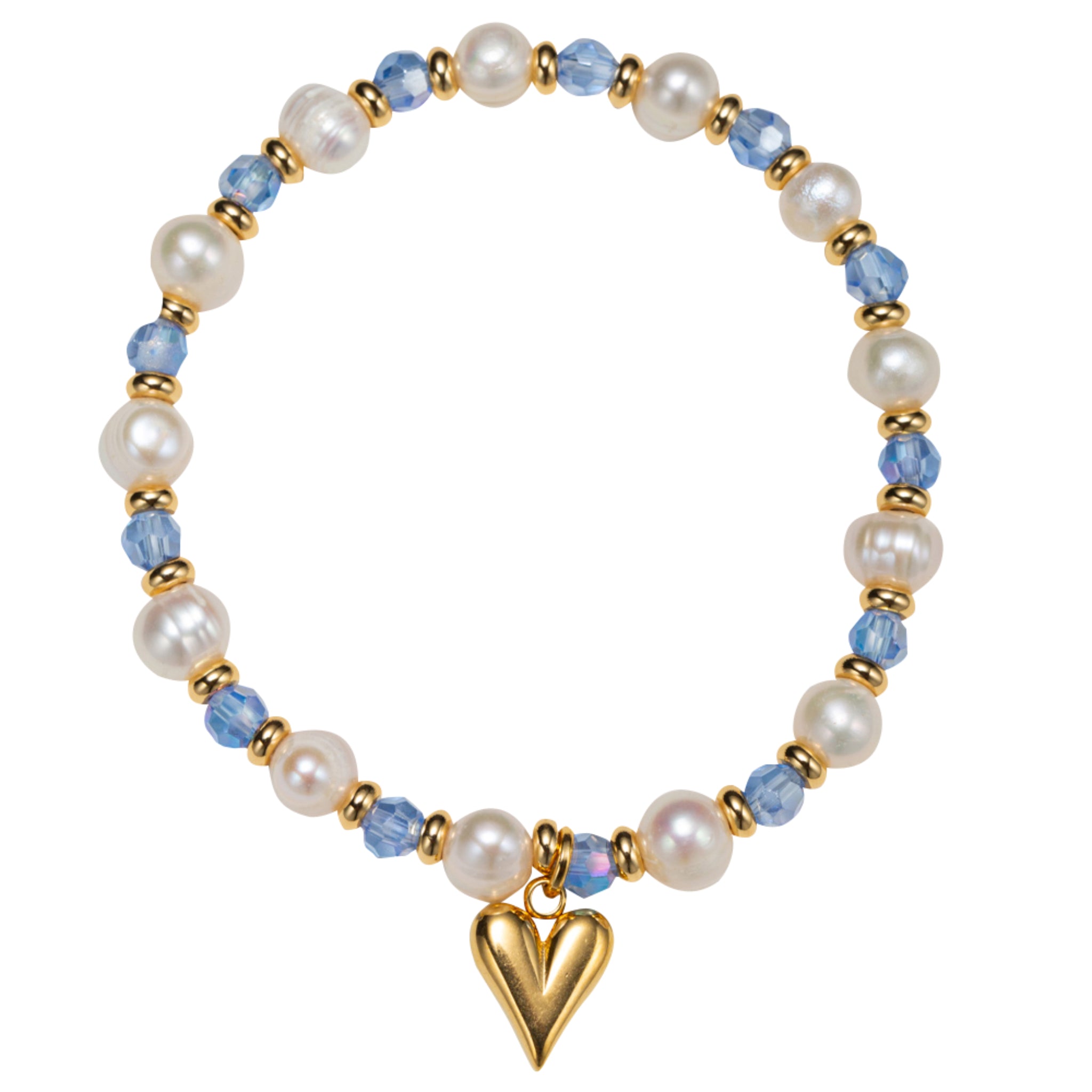 Kids 18K Gold Plated December Turquoise Beaded Stretch Bracelet