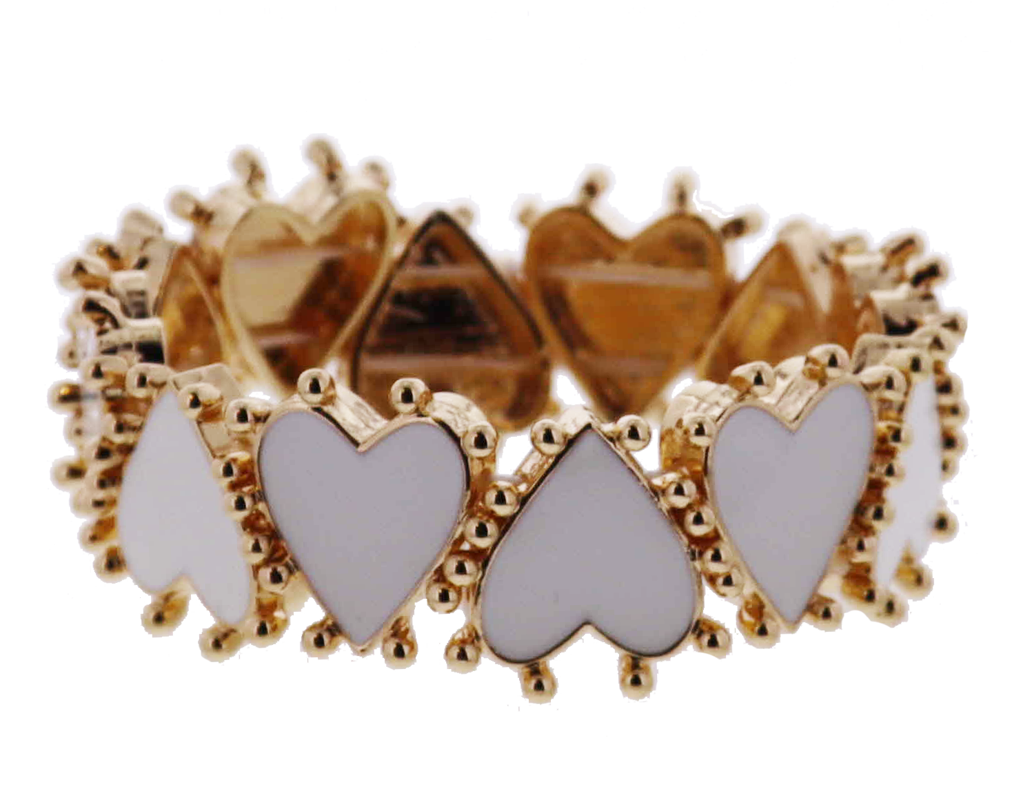 White, Gold Enamel Heart Bracelet
