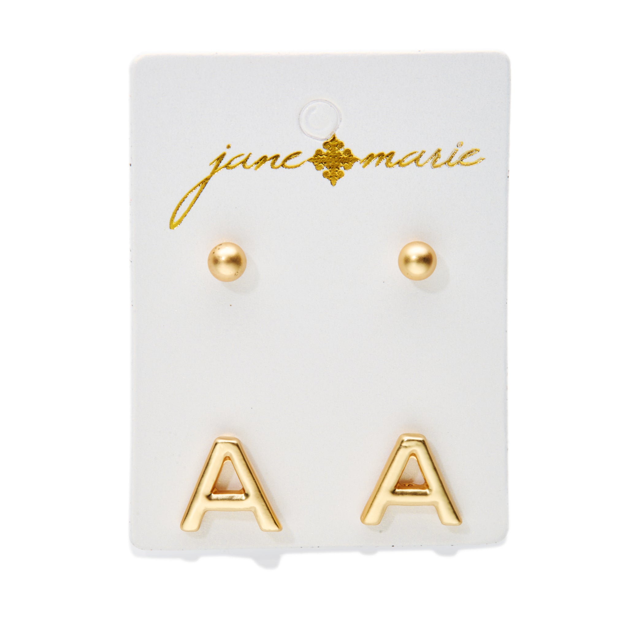2 Stud, Block "A" Initial Earring