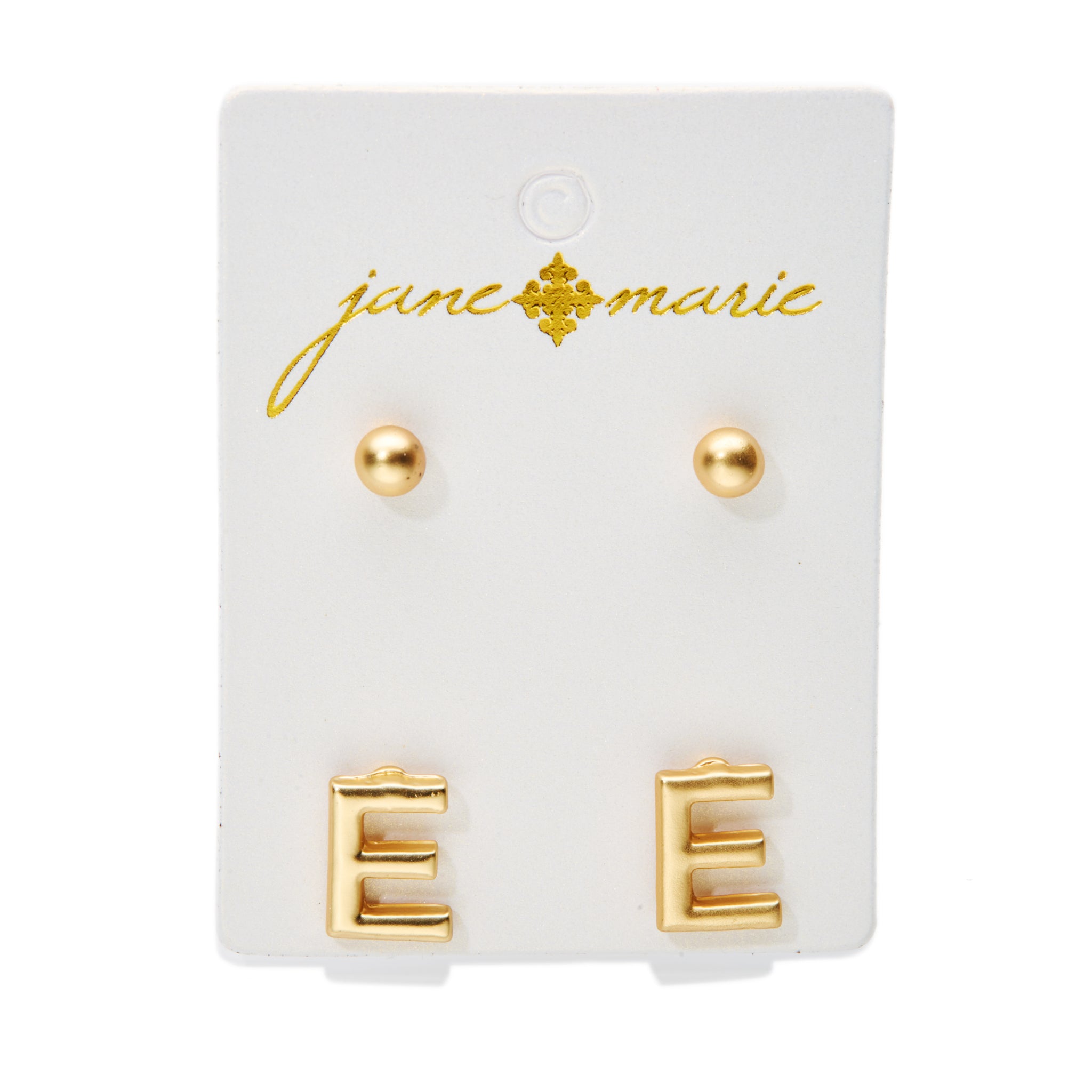 2 Stud, Block "E" Initial Earring