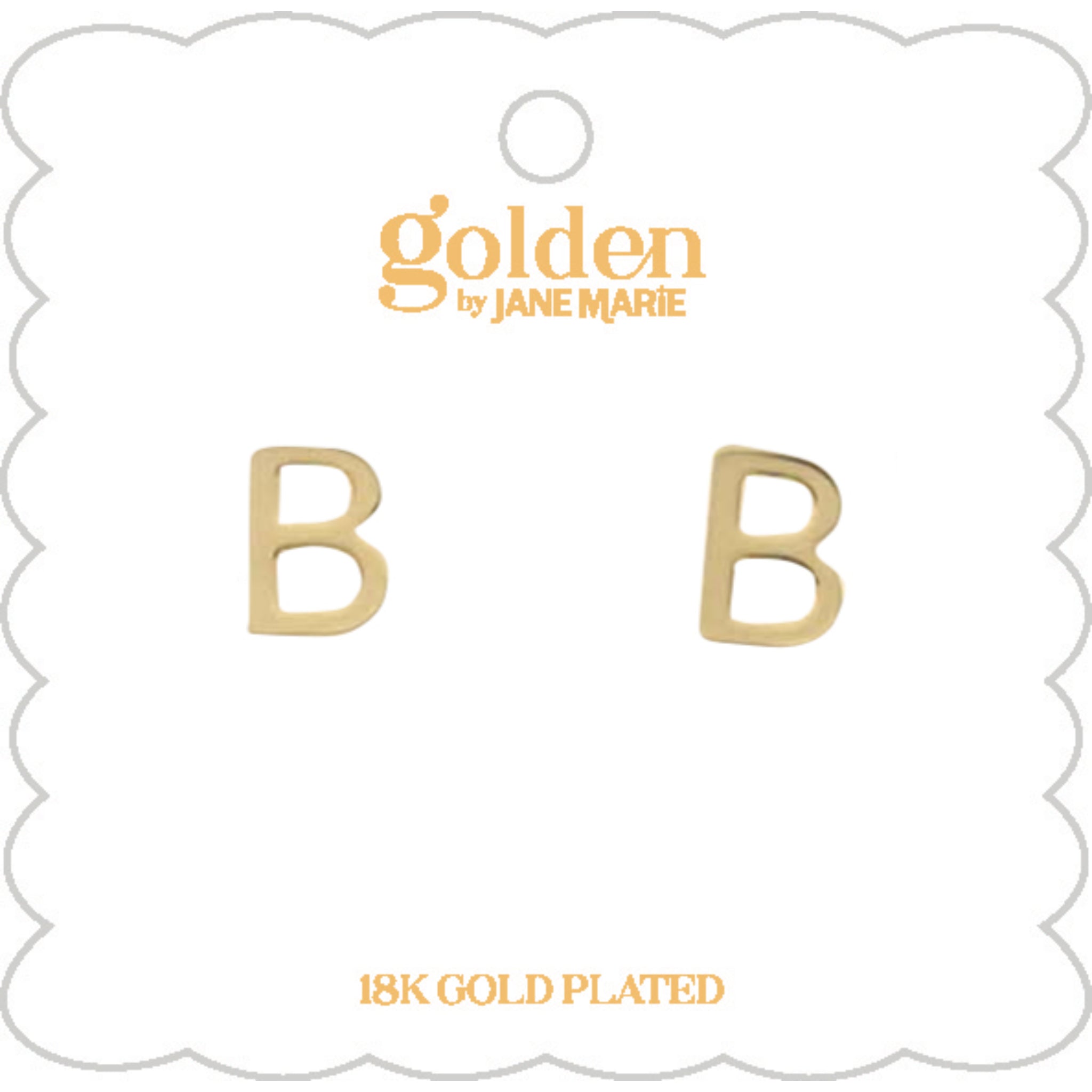Kids 18K Gold Plated Initial "B" Stud Earring