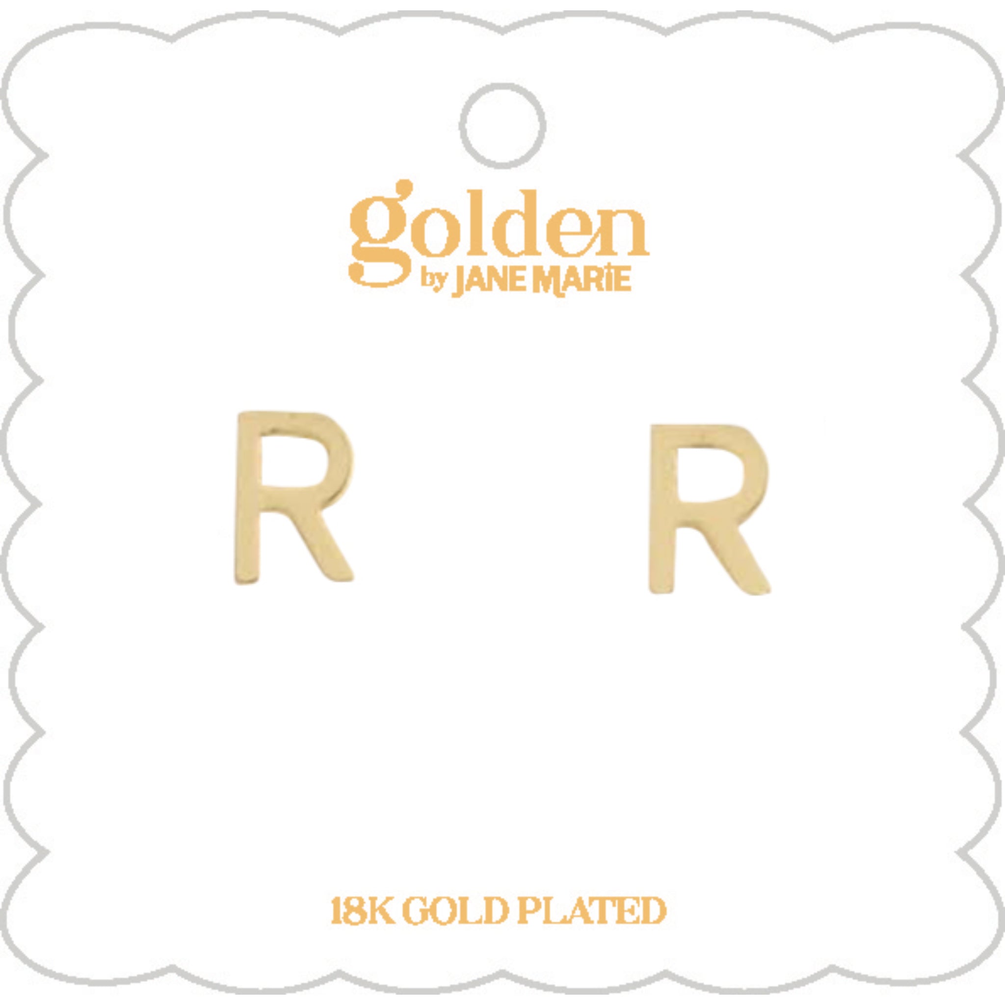 Kids 18K Gold Plated Initial "R" Stud Earring