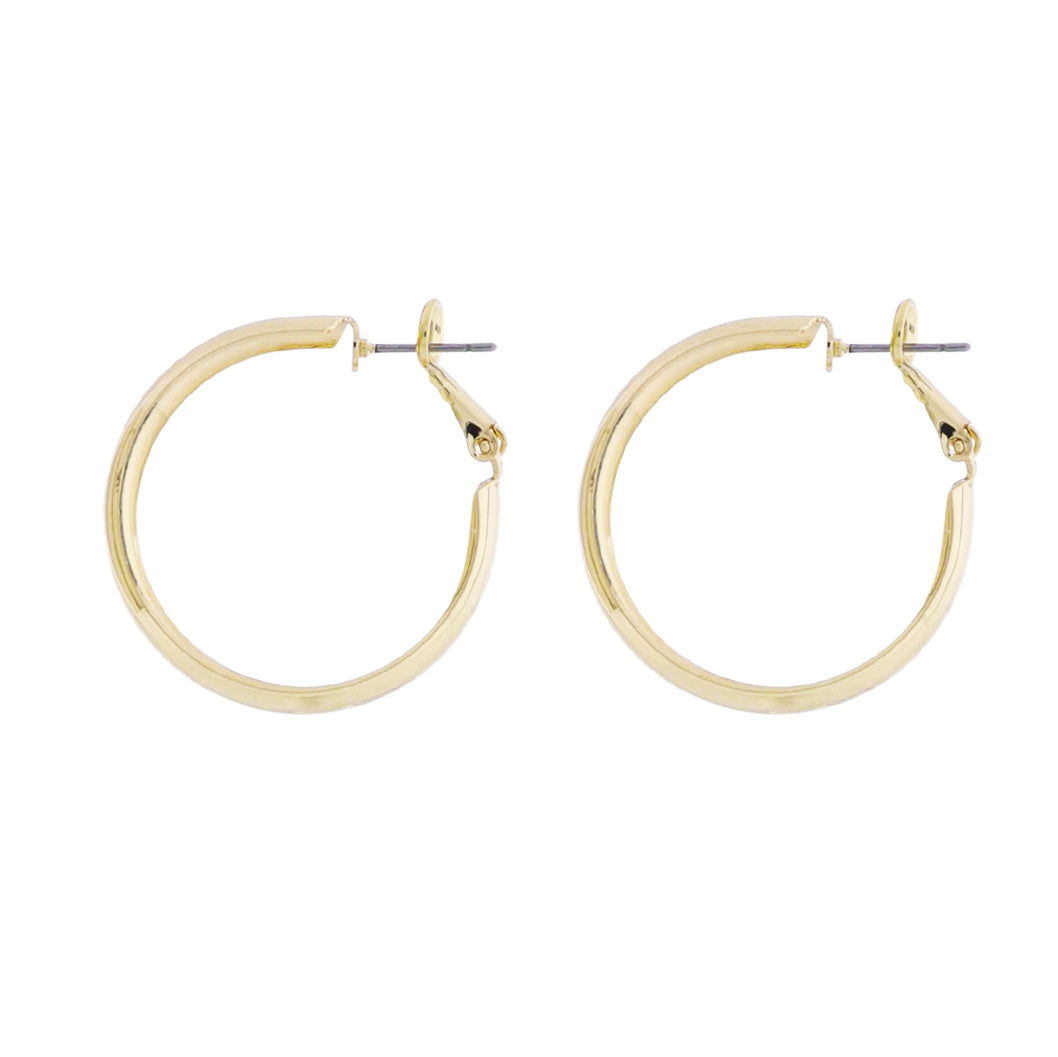 18k Gold Plated Gold Wide Mid Sized Hoop Earring