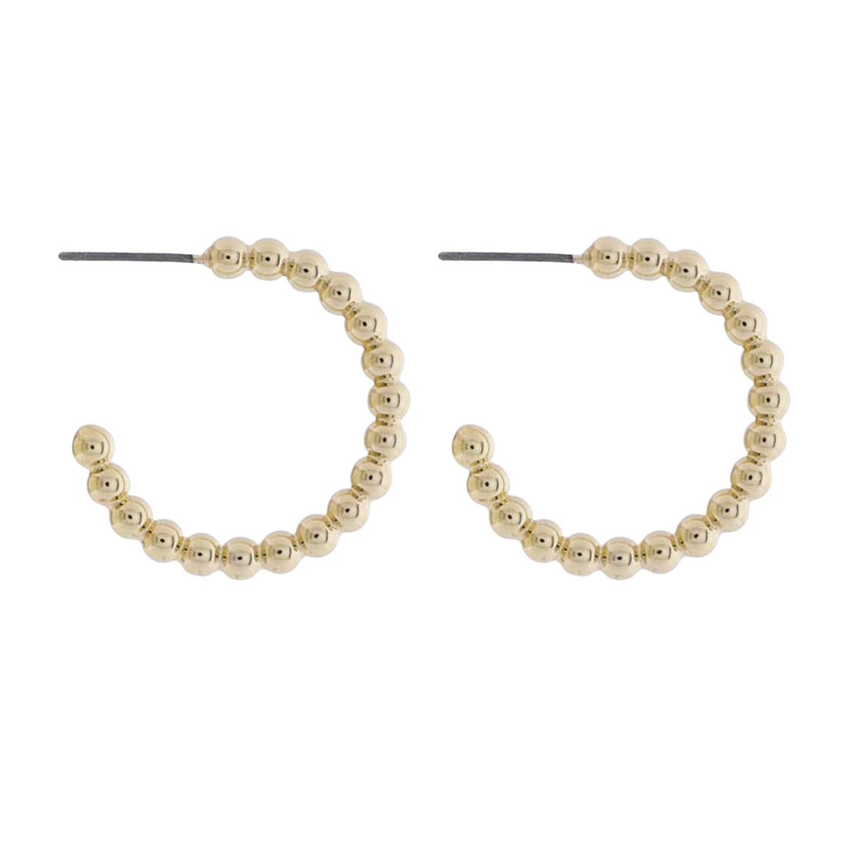 18k Gold Plated Gold Mid Sized Bubble Studded Hoop Earring