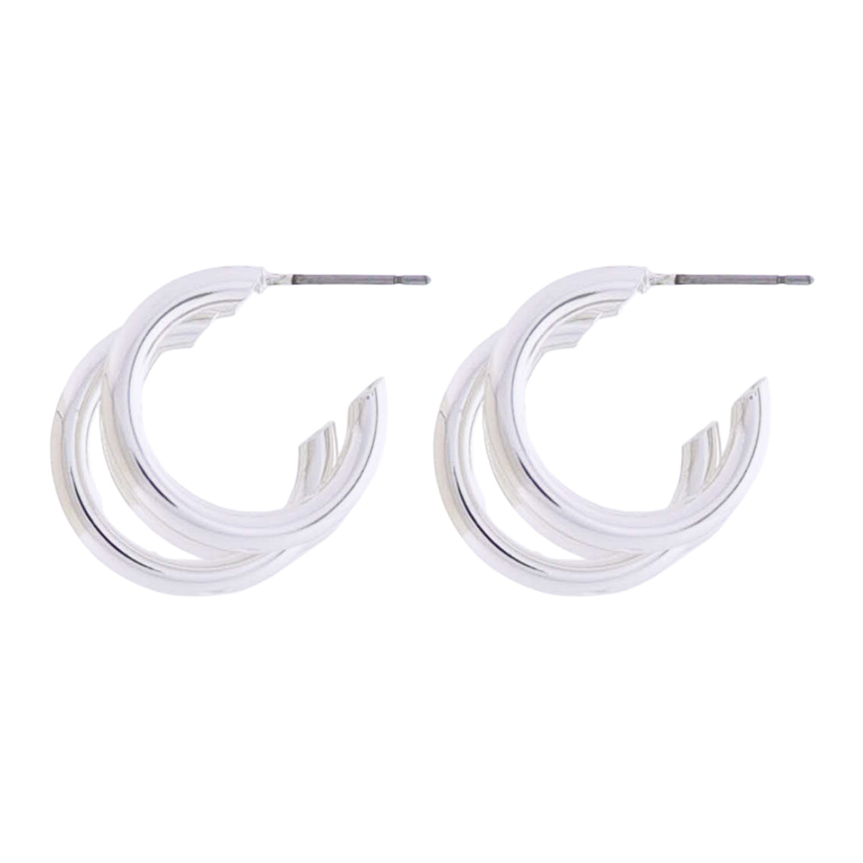 18k Gold Plated Silver Three Line Hoop Earring