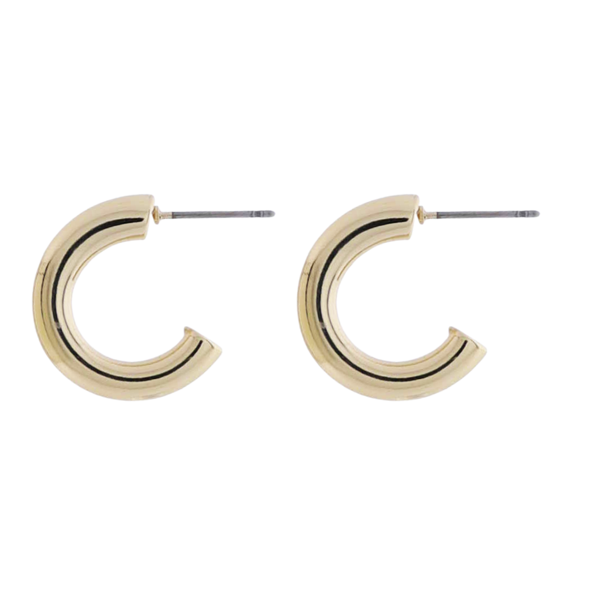18k Gold Plated Gold Tubular Huggie Earring