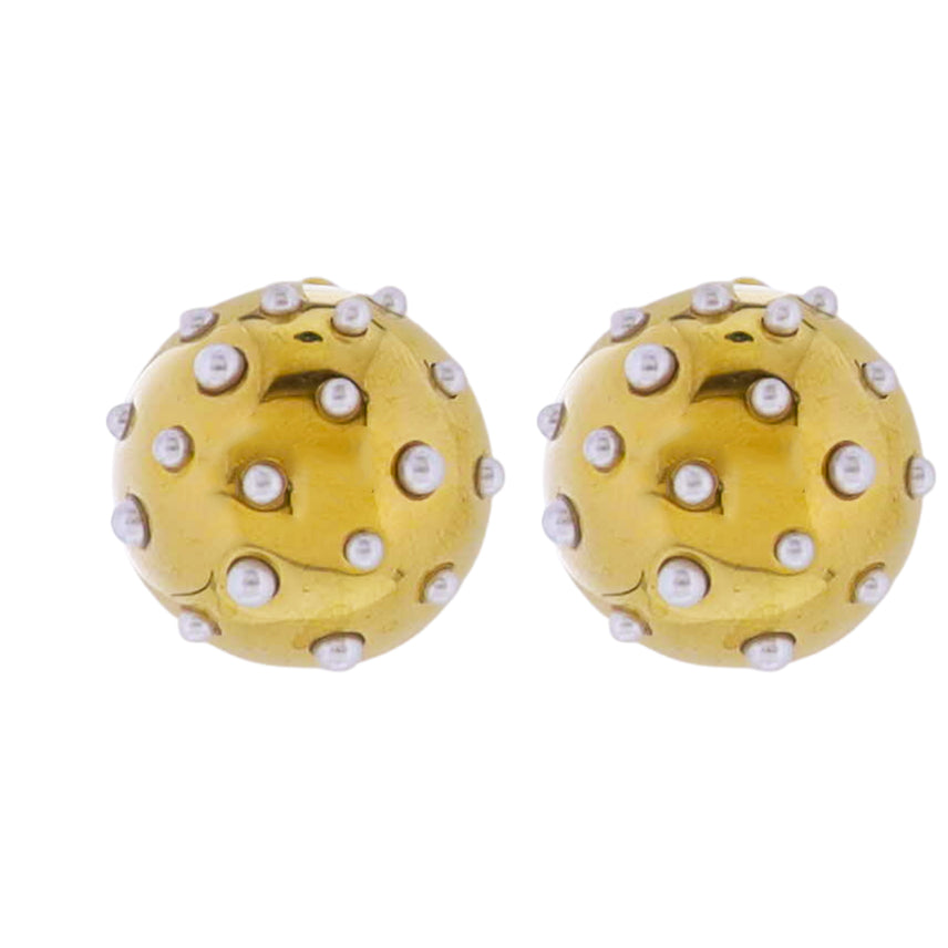 Gold Bubble Earring with Pearl Studs