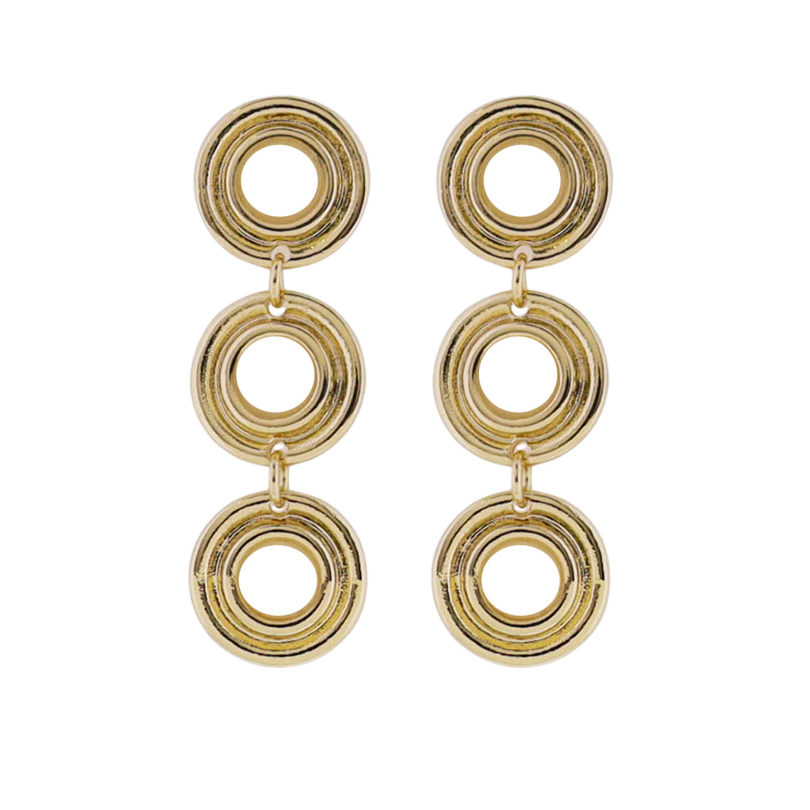 Gold Descending Circles Earring with Natural Centers