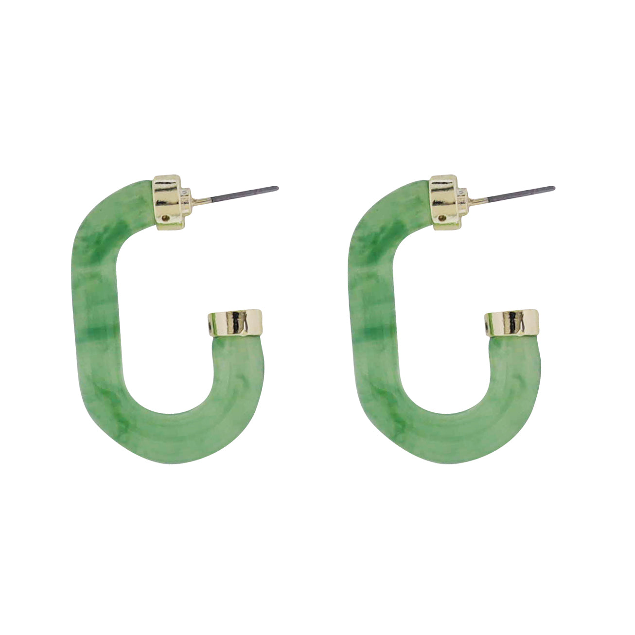 Green Acrylic Oval Hoop Earring