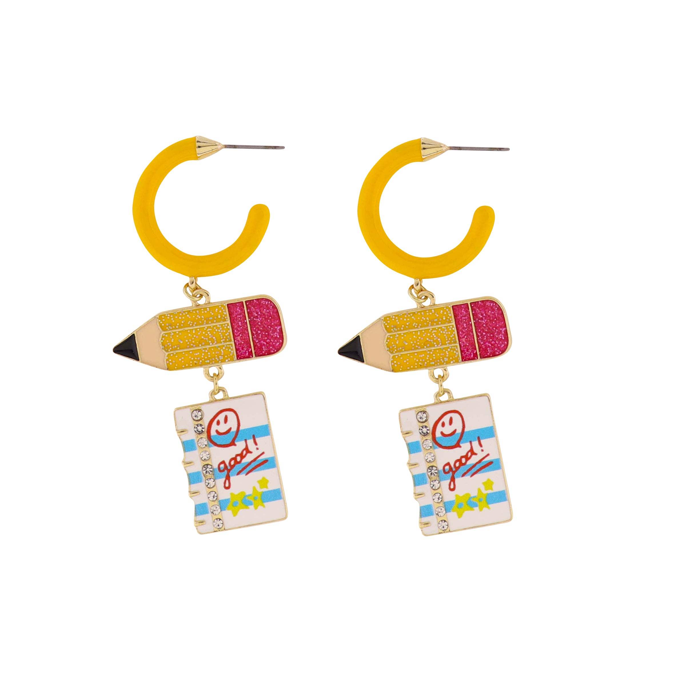 Yellow Hoop, Pencil, Paper Earring